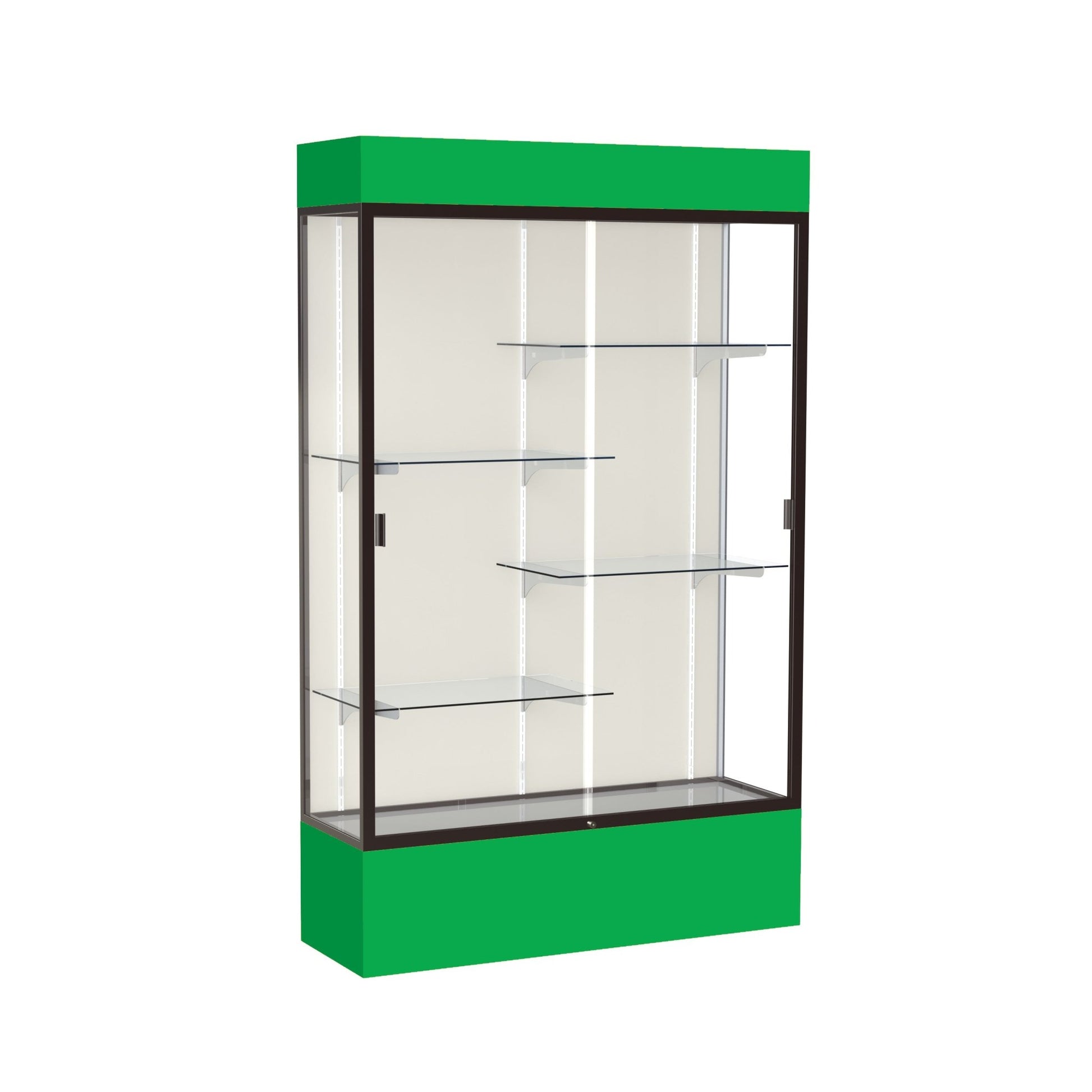 Ghent Spirit Floor Display Case Lighted, Aluminum Frame, 80"H x 48"W x 16"D - Waddell Display Collection (GHE - 3174XX - XX - XX) - SchoolOutlet