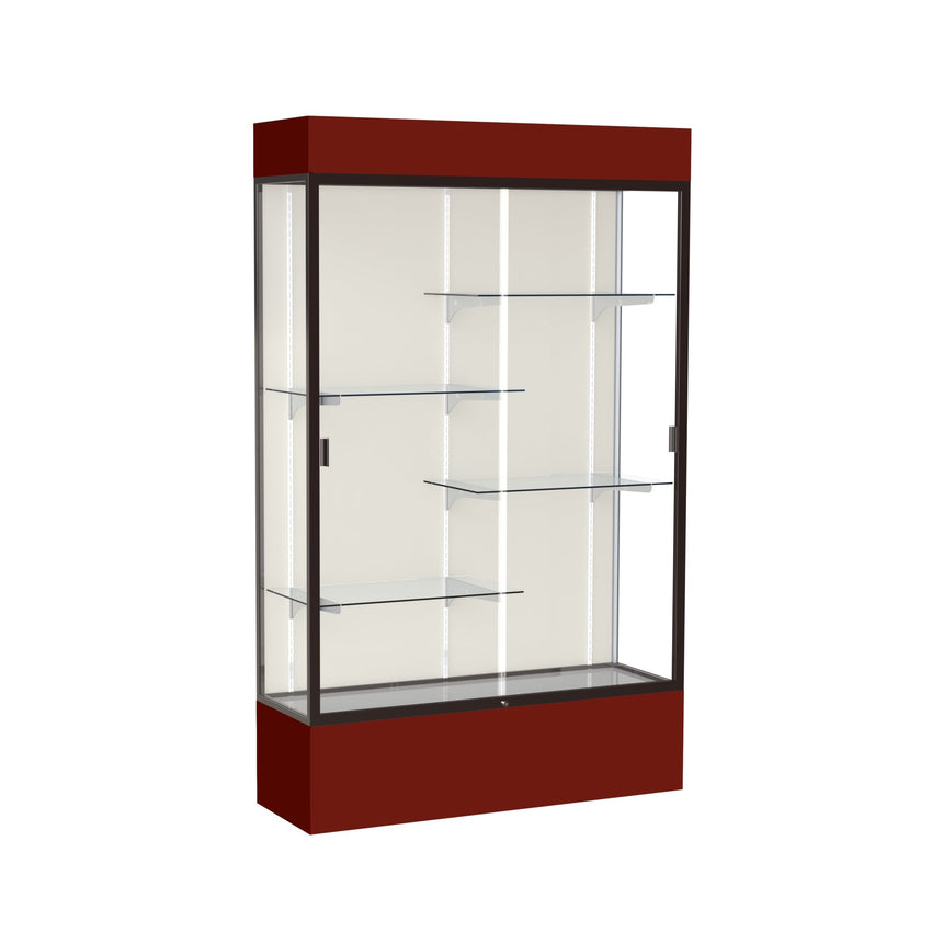Ghent Spirit Floor Display Case Lighted, Aluminum Frame, 80"H x 48"W x 16"D - Waddell Display Collection (GHE - 3174XX - XX - XX) - SchoolOutlet