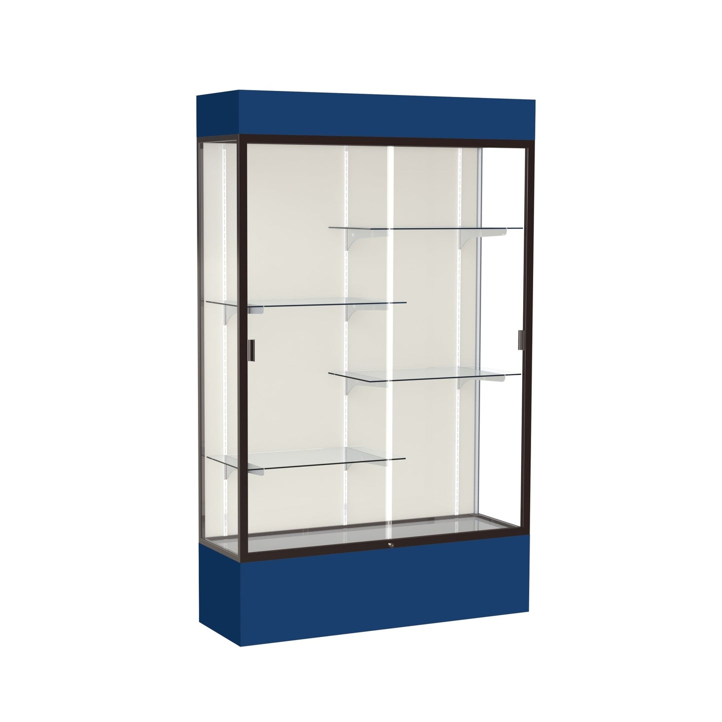 Ghent Spirit Floor Display Case Lighted, Aluminum Frame, 80"H x 48"W x 16"D - Waddell Display Collection (GHE - 3174XX - XX - XX) - SchoolOutlet