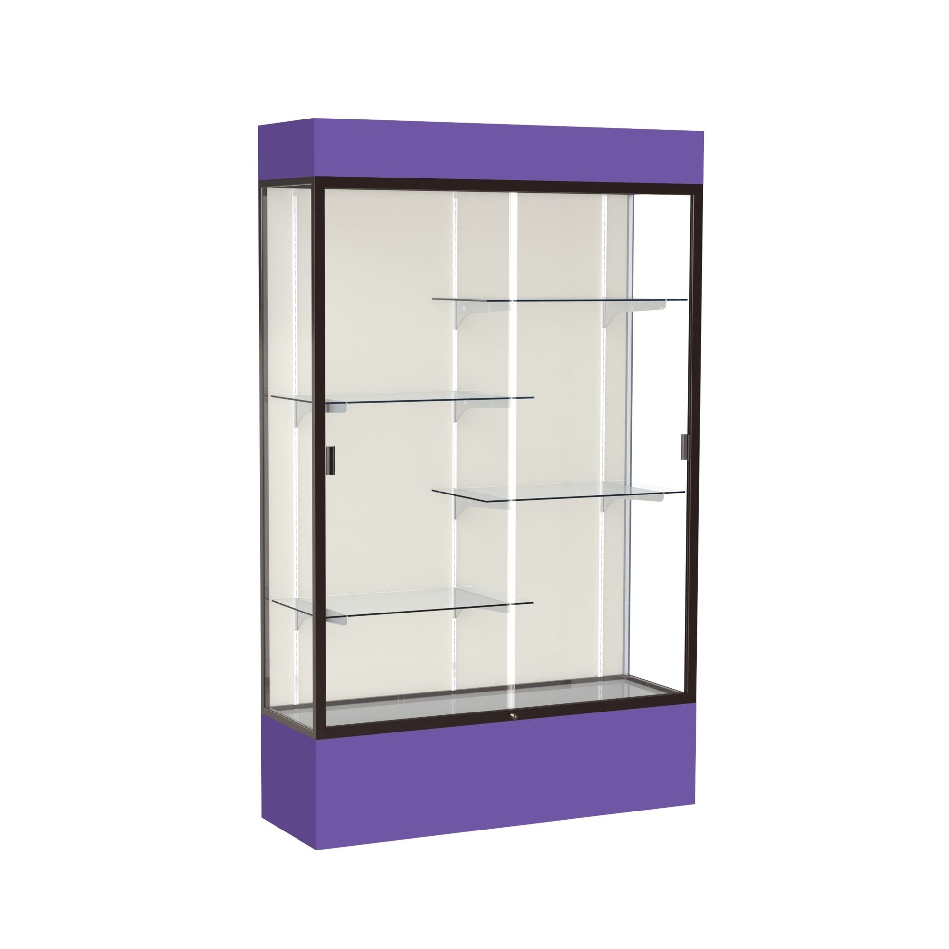 Ghent Spirit Floor Display Case Lighted, Aluminum Frame, 80"H x 48"W x 16"D - Waddell Display Collection (GHE - 3174XX - XX - XX) - SchoolOutlet