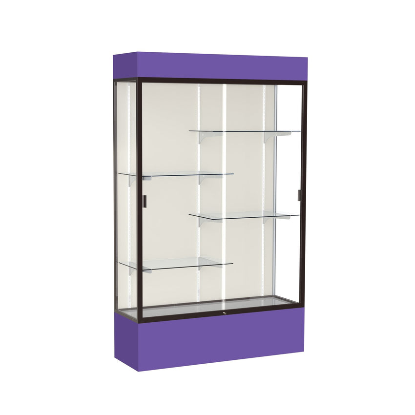Ghent Spirit Floor Display Case Lighted, Aluminum Frame, 80"H x 48"W x 16"D - Waddell Display Collection (GHE - 3174XX - XX - XX) - SchoolOutlet