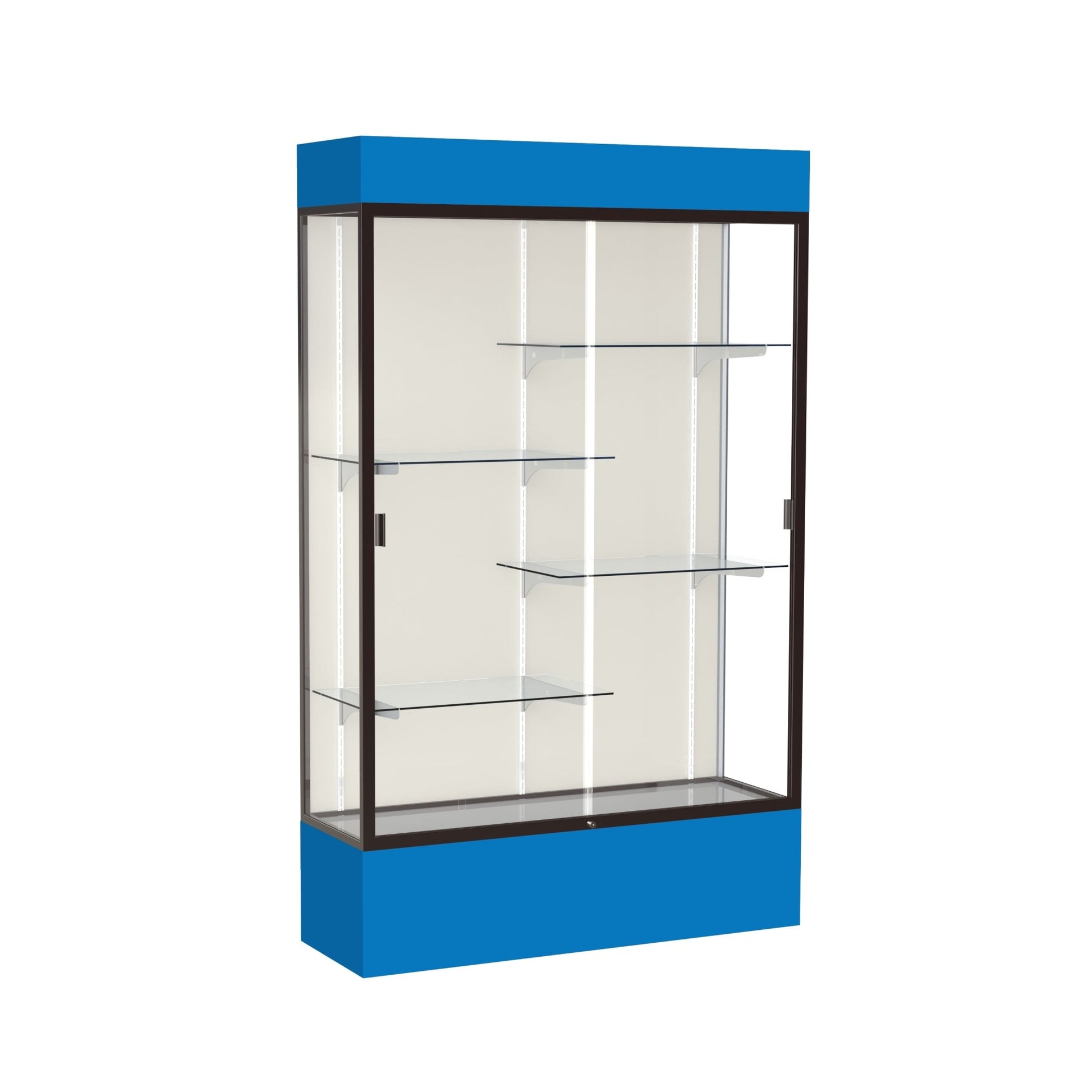 Ghent Spirit Floor Display Case Lighted, Aluminum Frame, 80"H x 48"W x 16"D - Waddell Display Collection (GHE - 3174XX - XX - XX) - SchoolOutlet