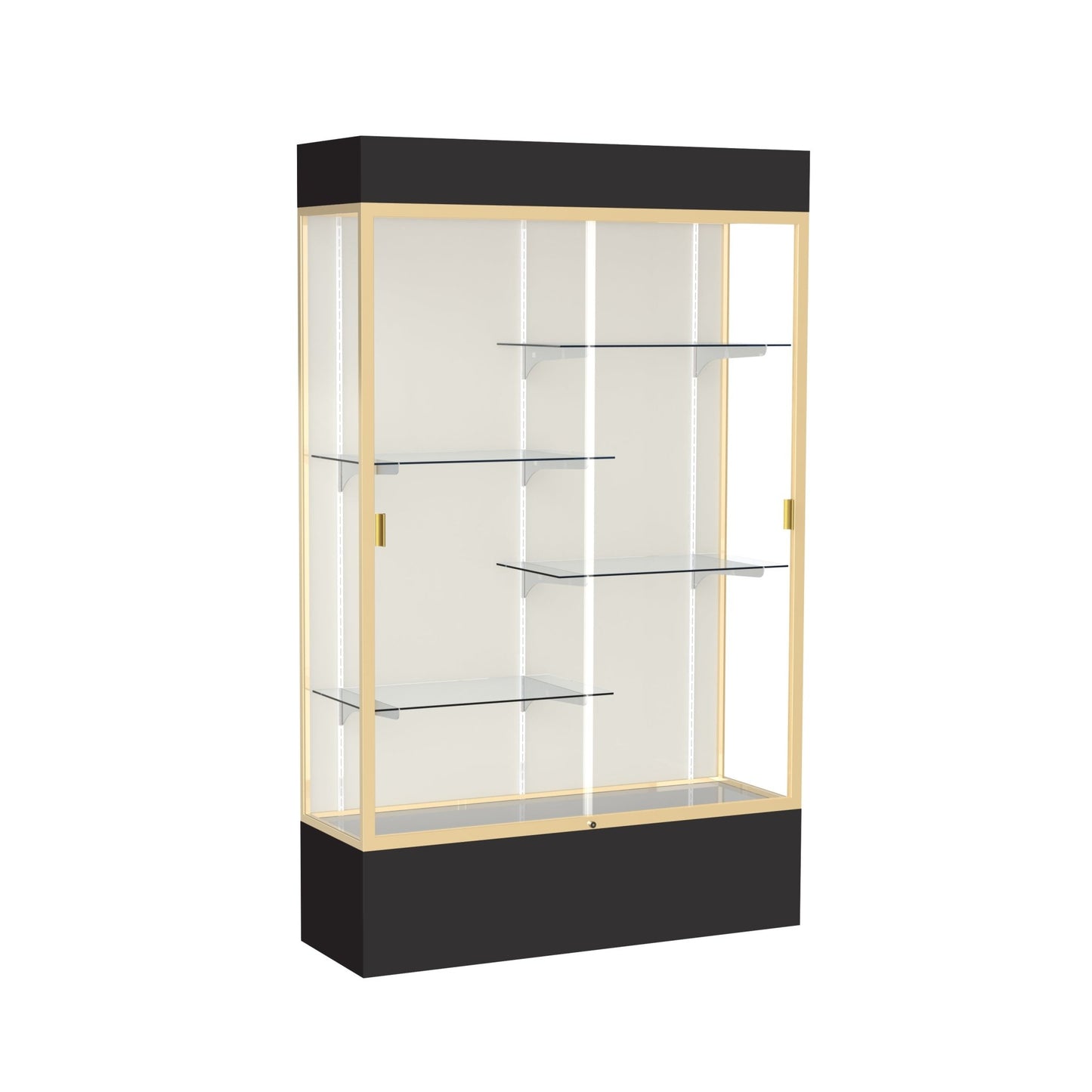 Ghent Spirit Floor Display Case Lighted, Aluminum Frame, 80"H x 48"W x 16"D - Waddell Display Collection (GHE - 3174XX - XX - XX) - SchoolOutlet