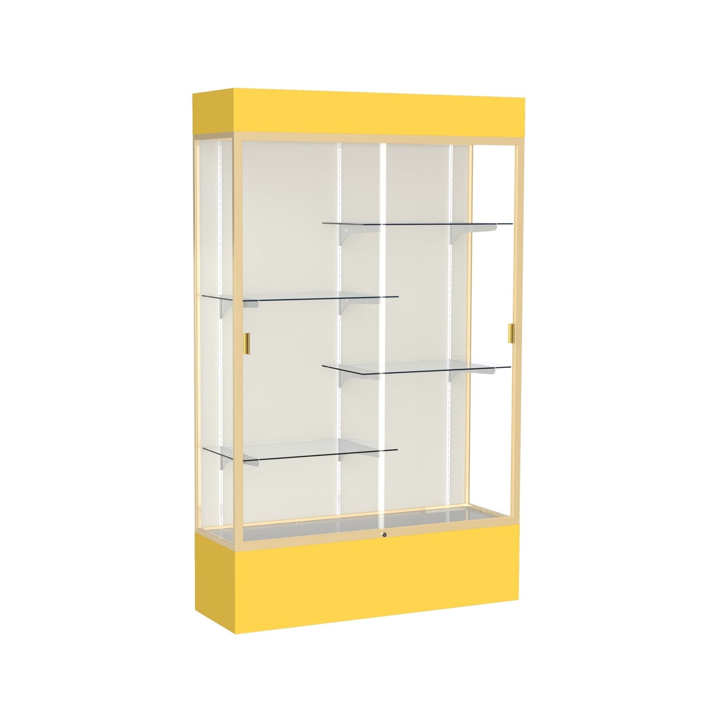 Ghent Spirit Floor Display Case Lighted, Aluminum Frame, 80"H x 48"W x 16"D - Waddell Display Collection (GHE - 3174XX - XX - XX) - SchoolOutlet