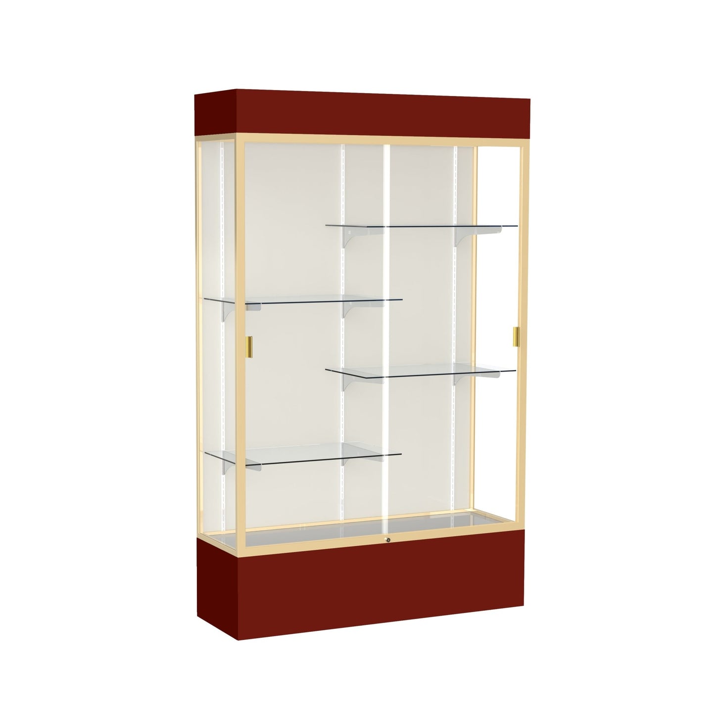 Ghent Spirit Floor Display Case Lighted, Aluminum Frame, 80"H x 48"W x 16"D - Waddell Display Collection (GHE - 3174XX - XX - XX) - SchoolOutlet