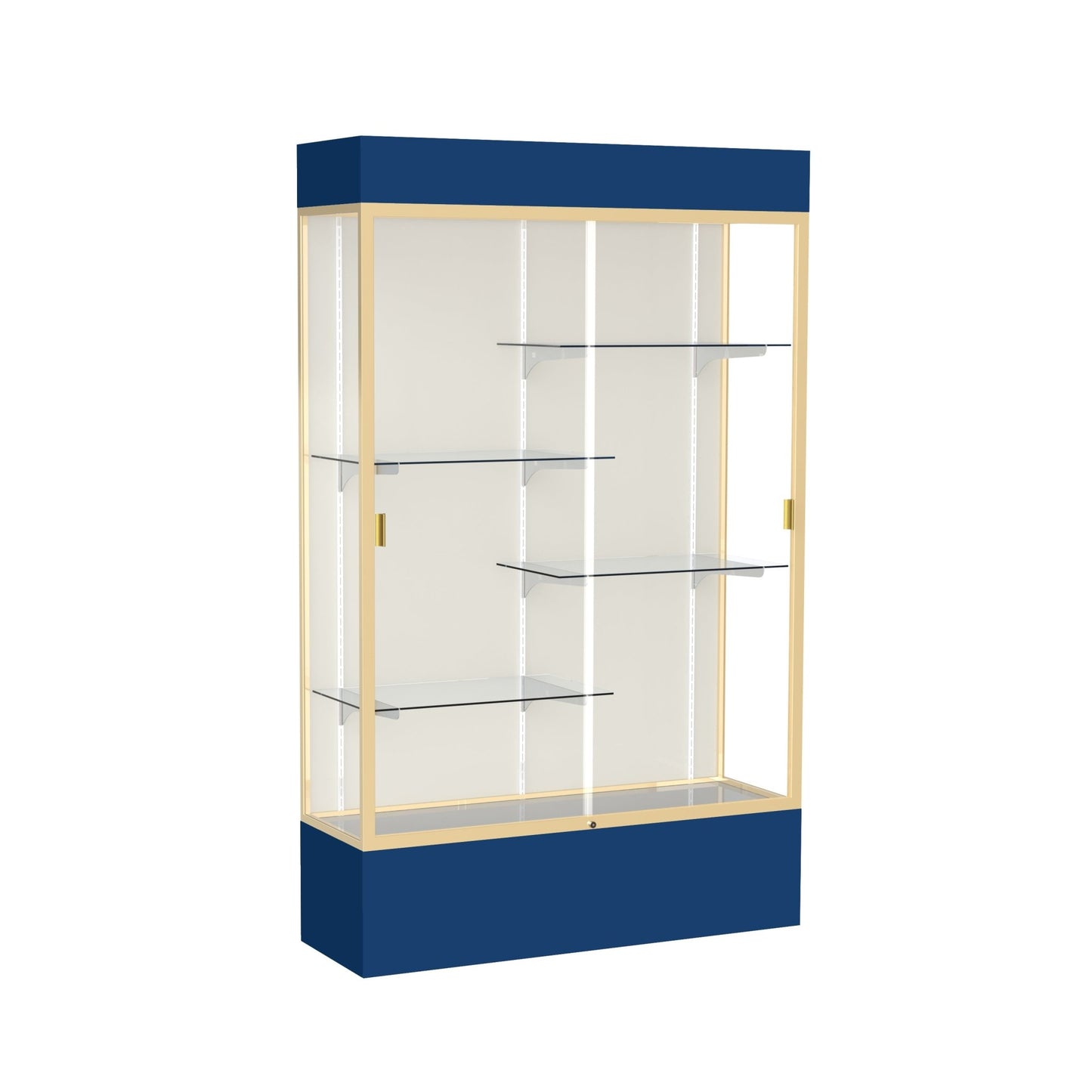 Ghent Spirit Floor Display Case Lighted, Aluminum Frame, 80"H x 48"W x 16"D - Waddell Display Collection (GHE - 3174XX - XX - XX) - SchoolOutlet