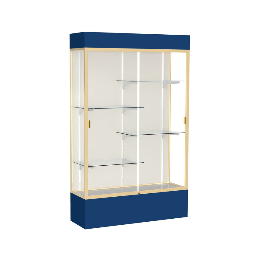 Ghent Spirit Floor Display Case Lighted, Aluminum Frame, 80"H x 48"W x 16"D - Waddell Display Collection (GHE - 3174XX - XX - XX) - SchoolOutlet