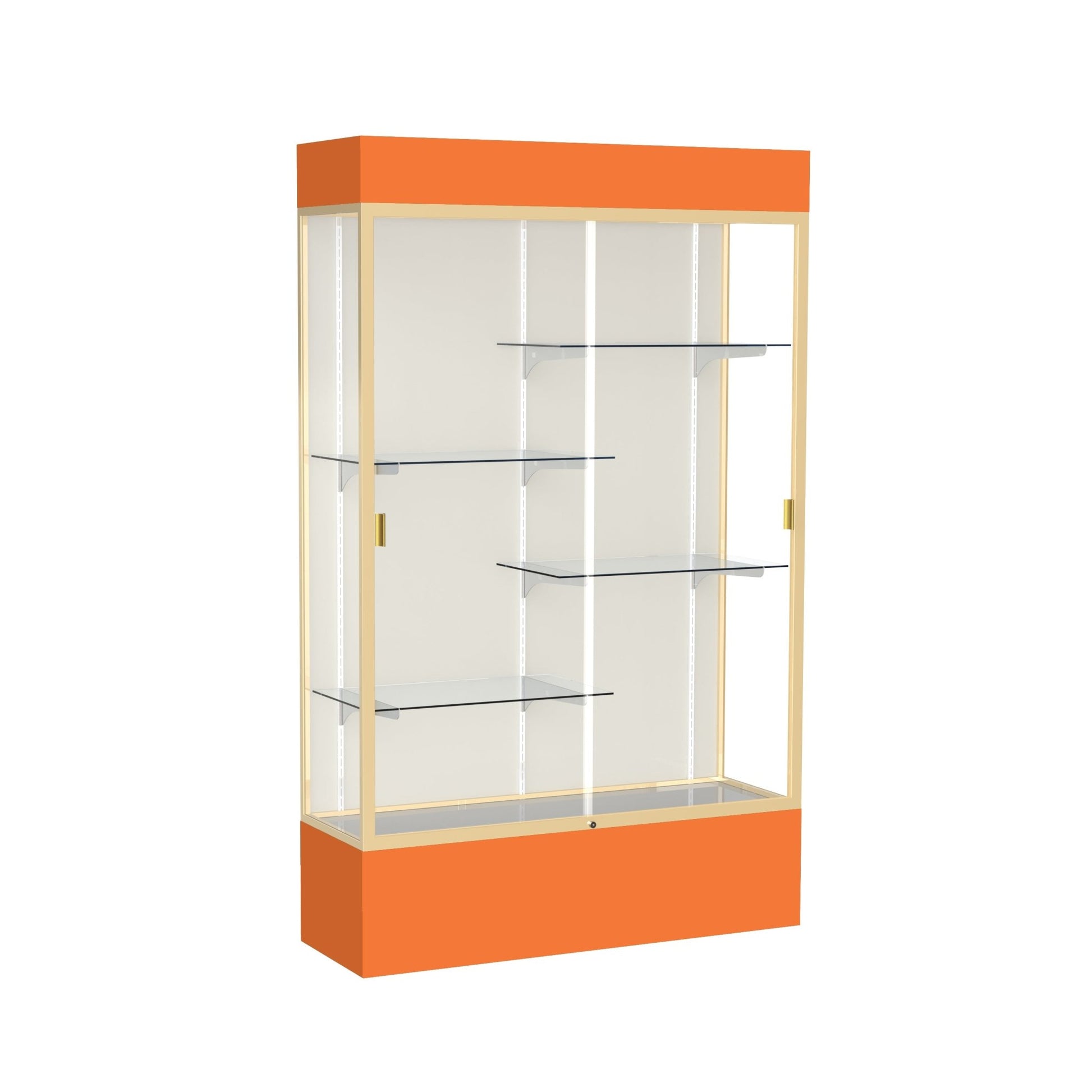 Ghent Spirit Floor Display Case Lighted, Aluminum Frame, 80"H x 48"W x 16"D - Waddell Display Collection (GHE - 3174XX - XX - XX) - SchoolOutlet