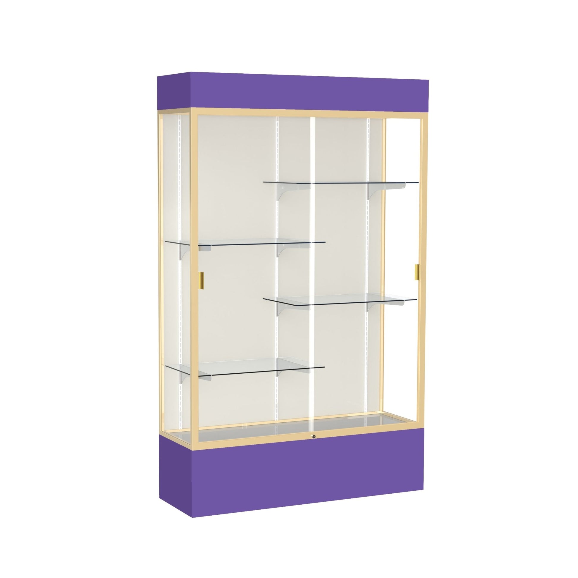 Ghent Spirit Floor Display Case Lighted, Aluminum Frame, 80"H x 48"W x 16"D - Waddell Display Collection (GHE - 3174XX - XX - XX) - SchoolOutlet