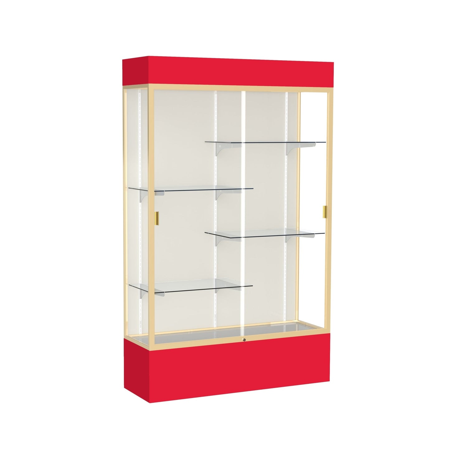 Ghent Spirit Floor Display Case Lighted, Aluminum Frame, 80"H x 48"W x 16"D - Waddell Display Collection (GHE - 3174XX - XX - XX) - SchoolOutlet