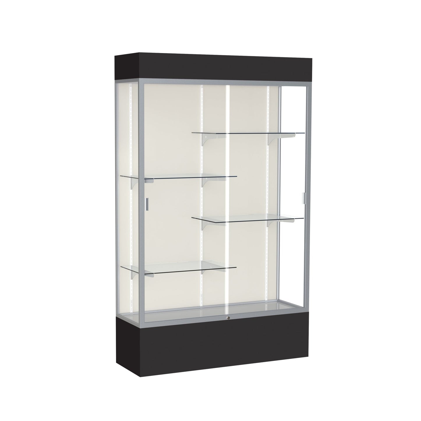 Ghent Spirit Floor Display Case Lighted, Aluminum Frame, 80"H x 48"W x 16"D - Waddell Display Collection (GHE - 3174XX - XX - XX) - SchoolOutlet