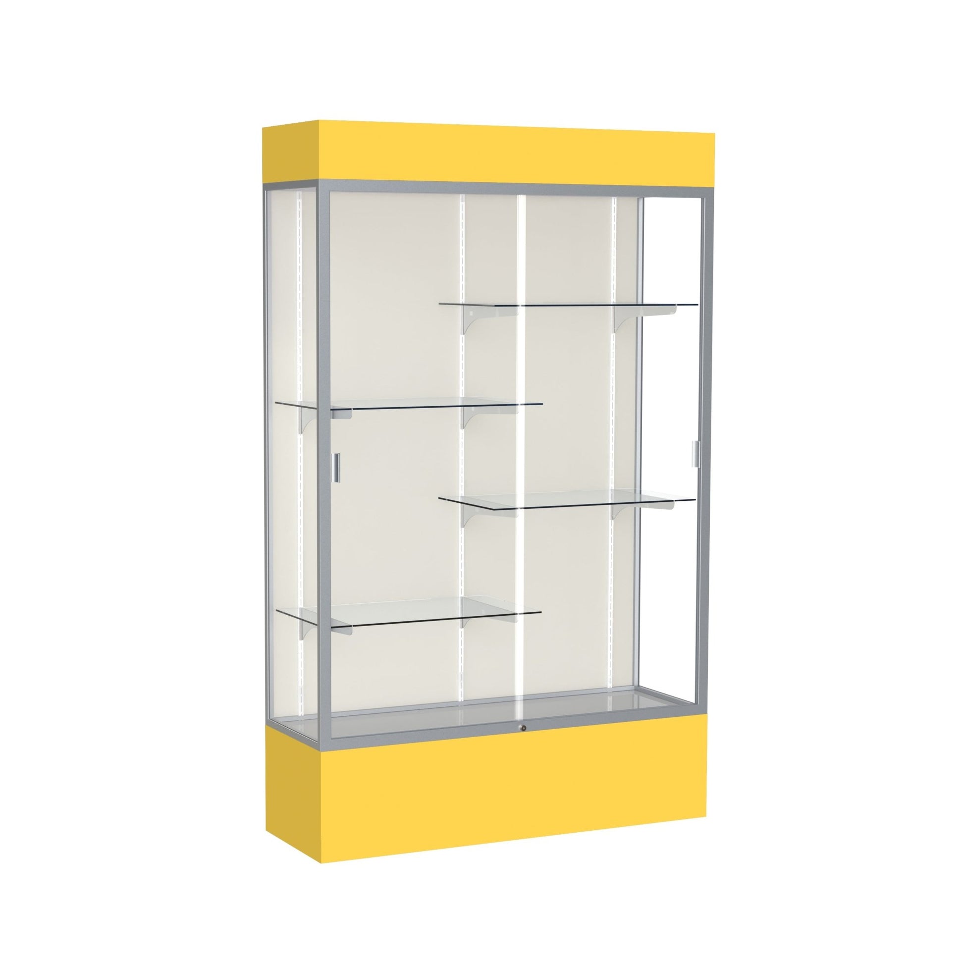Ghent Spirit Floor Display Case Lighted, Aluminum Frame, 80"H x 48"W x 16"D - Waddell Display Collection (GHE - 3174XX - XX - XX) - SchoolOutlet