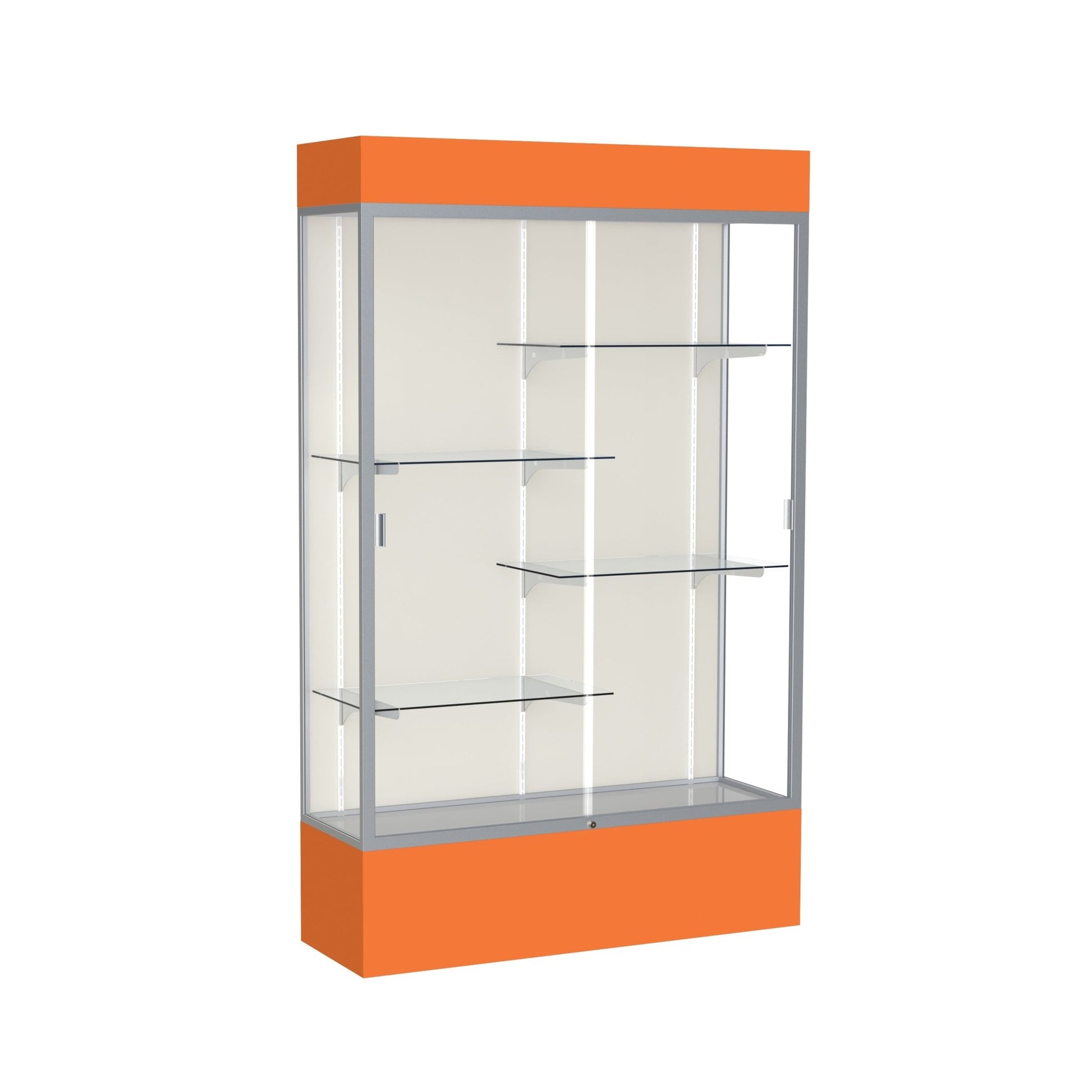 Ghent Spirit Floor Display Case Lighted, Aluminum Frame, 80"H x 48"W x 16"D - Waddell Display Collection (GHE - 3174XX - XX - XX) - SchoolOutlet
