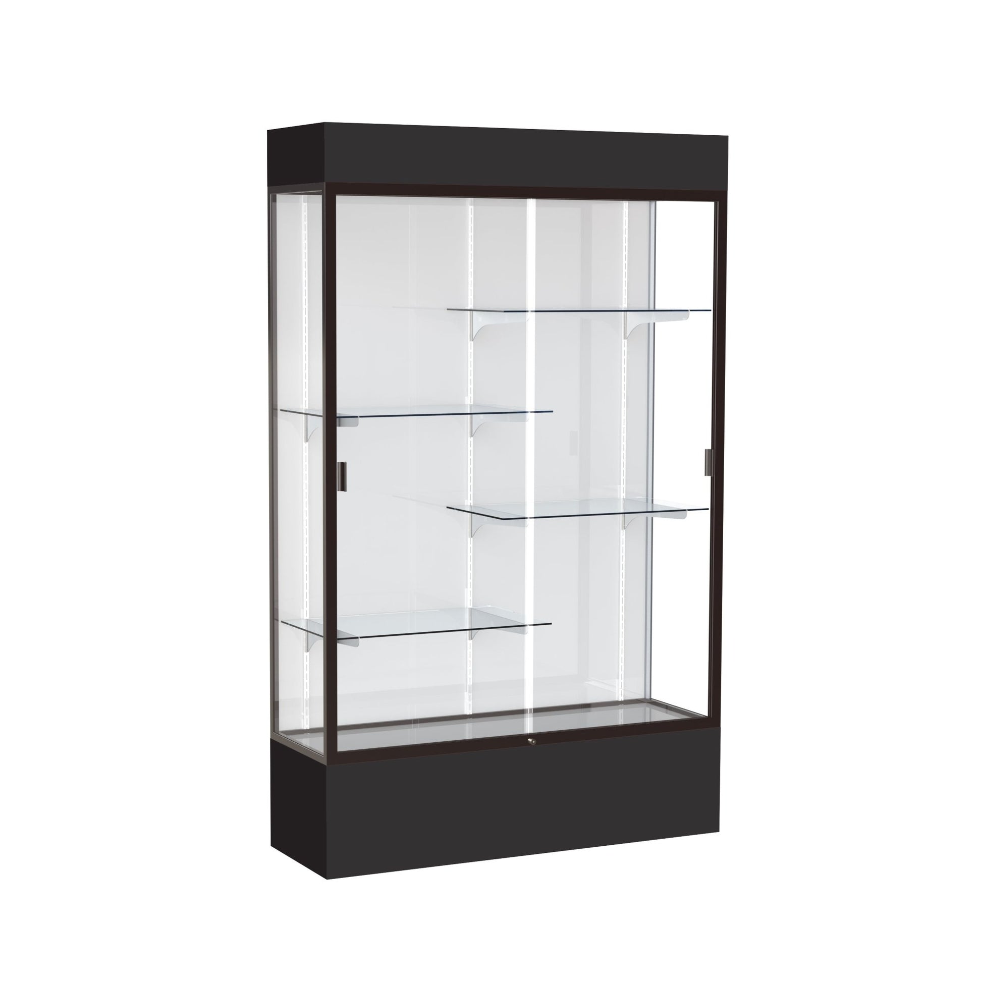 Ghent Spirit Floor Display Case Lighted, Aluminum Frame, 80"H x 48"W x 16"D - Waddell Display Collection (GHE - 3174XX - XX - XX) - SchoolOutlet