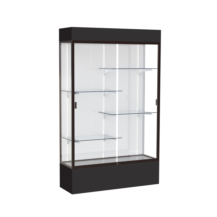 Ghent Spirit Floor Display Case Lighted, Aluminum Frame, 80"H x 48"W x 16"D - Waddell Display Collection (GHE - 3174XX - XX - XX) - SchoolOutlet