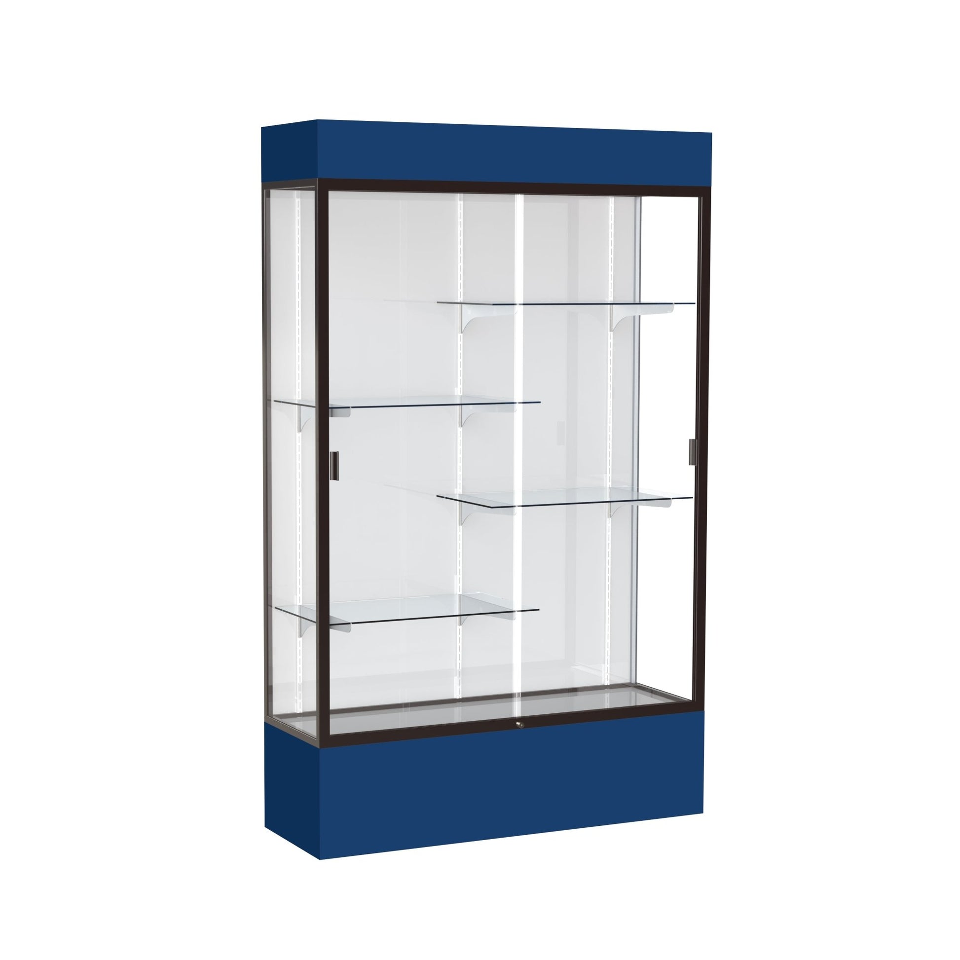 Ghent Spirit Floor Display Case Lighted, Aluminum Frame, 80"H x 48"W x 16"D - Waddell Display Collection (GHE - 3174XX - XX - XX) - SchoolOutlet