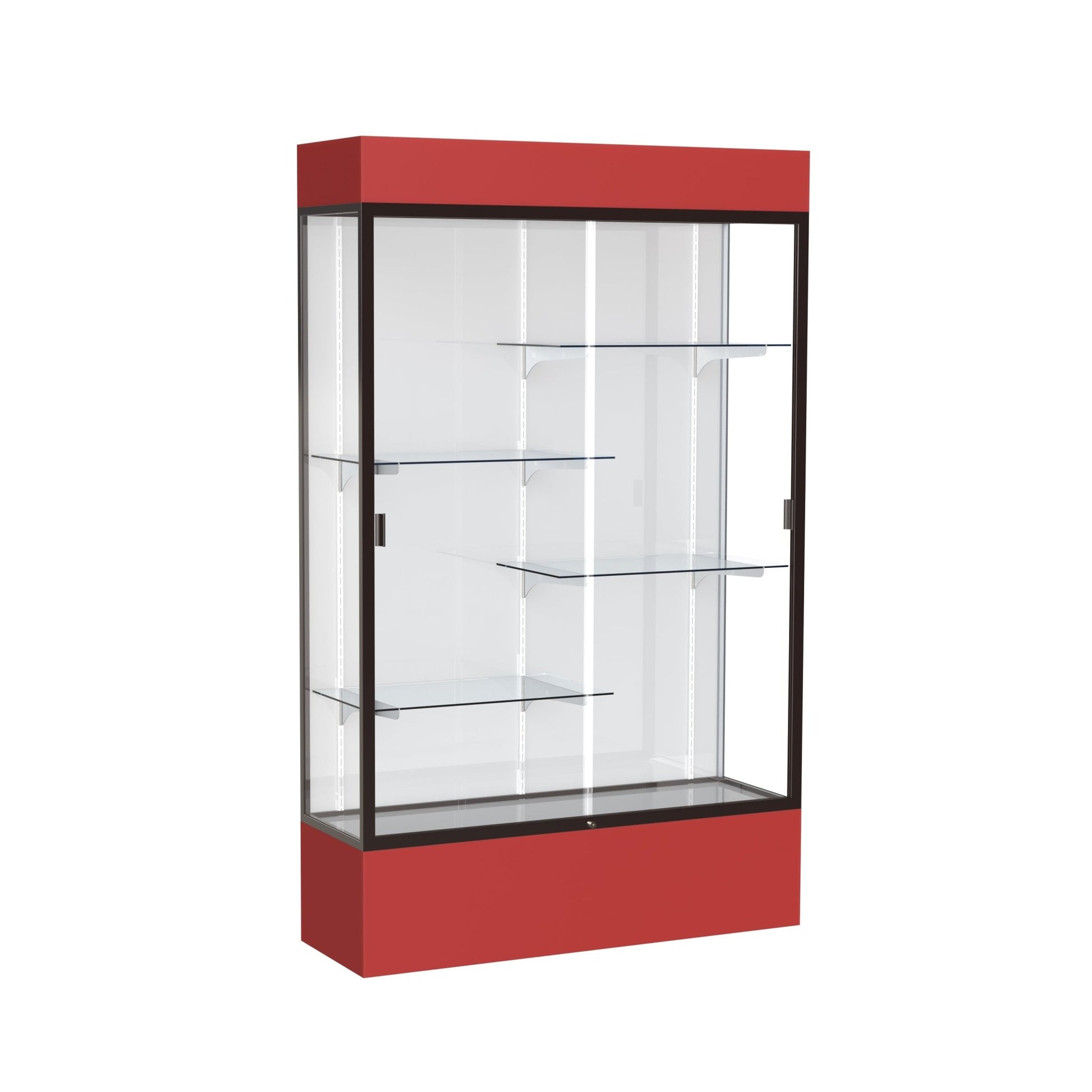 Ghent Spirit Floor Display Case Lighted, Aluminum Frame, 80"H x 48"W x 16"D - Waddell Display Collection (GHE - 3174XX - XX - XX) - SchoolOutlet