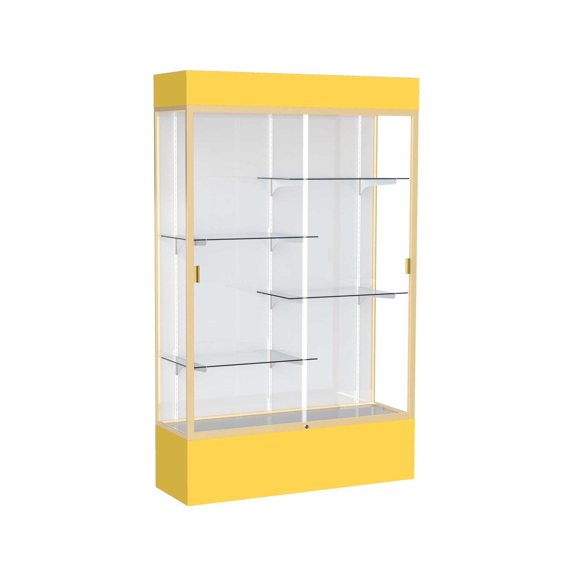 Ghent Spirit Floor Display Case Lighted, Aluminum Frame, 80"H x 48"W x 16"D - Waddell Display Collection (GHE - 3174XX - XX - XX) - SchoolOutlet