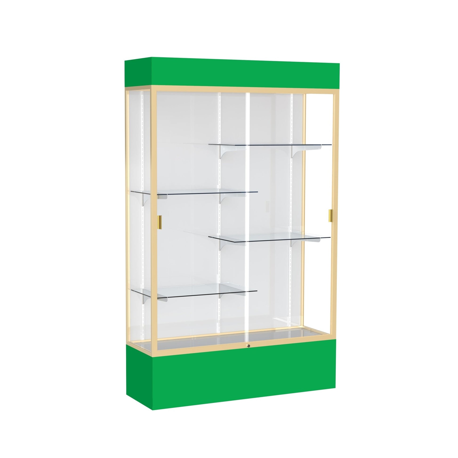 Ghent Spirit Floor Display Case Lighted, Aluminum Frame, 80"H x 48"W x 16"D - Waddell Display Collection (GHE - 3174XX - XX - XX) - SchoolOutlet