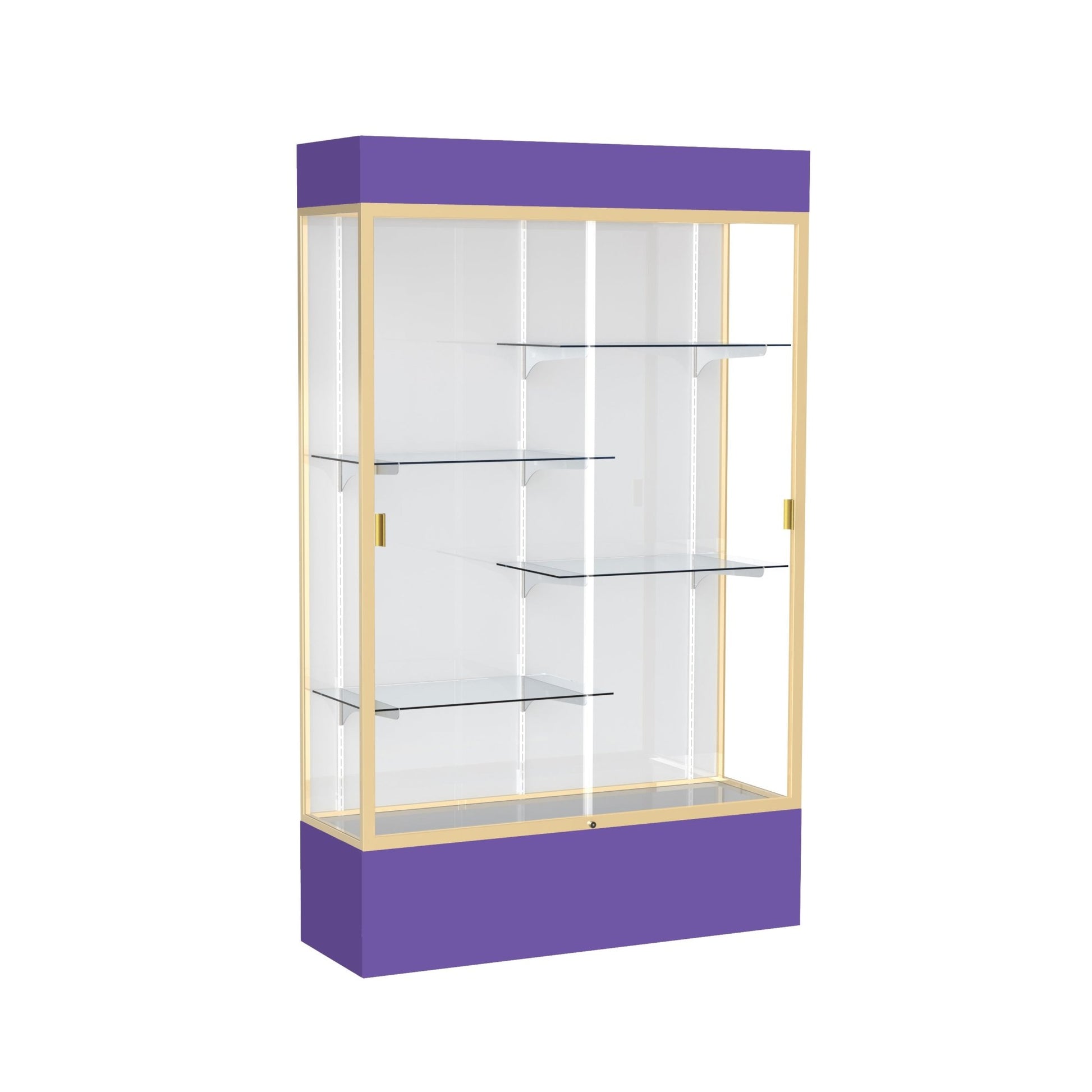 Ghent Spirit Floor Display Case Lighted, Aluminum Frame, 80"H x 48"W x 16"D - Waddell Display Collection (GHE - 3174XX - XX - XX) - SchoolOutlet
