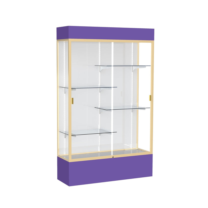Ghent Spirit Floor Display Case Lighted, Aluminum Frame, 80"H x 48"W x 16"D - Waddell Display Collection (GHE - 3174XX - XX - XX) - SchoolOutlet