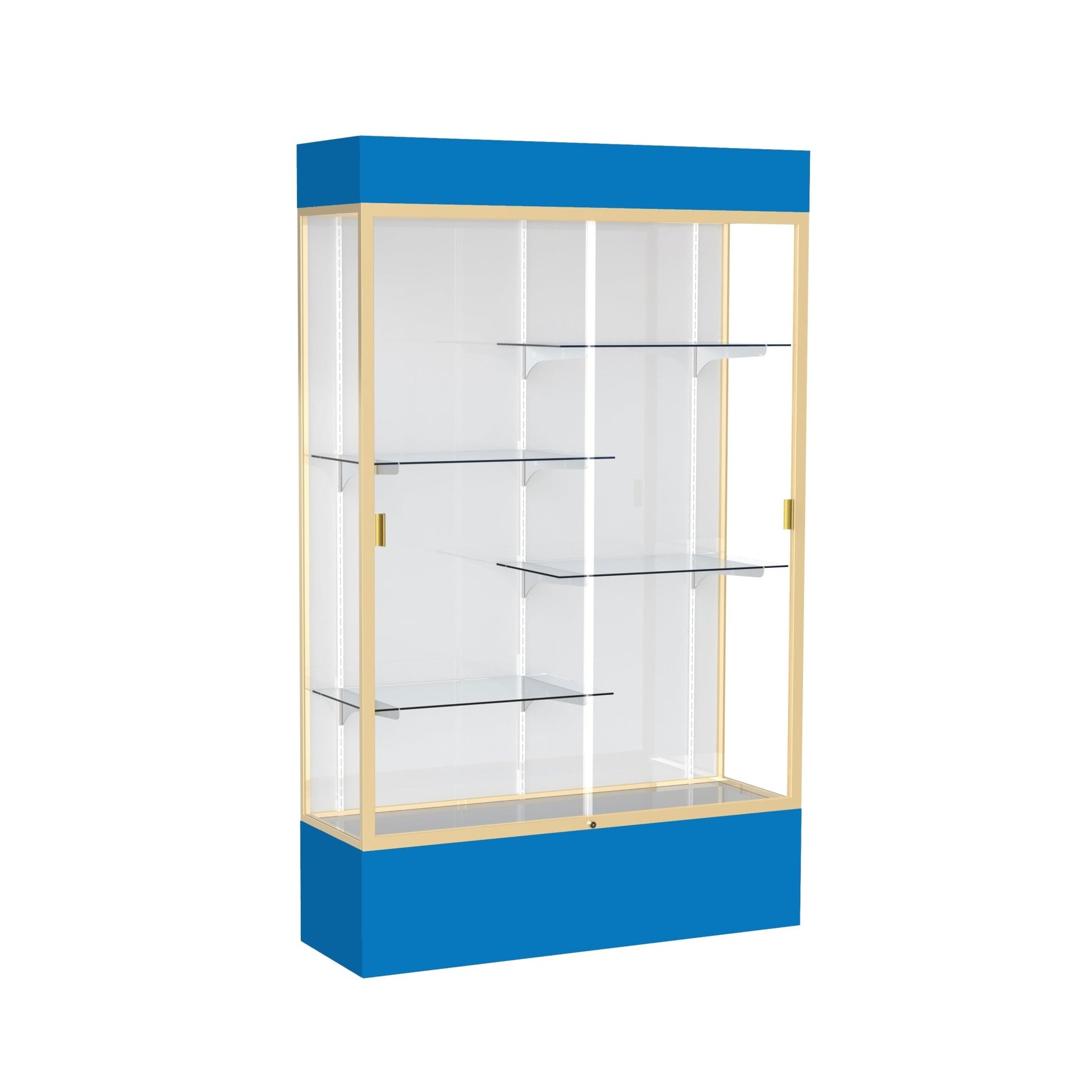 Ghent Spirit Floor Display Case Lighted, Aluminum Frame, 80"H x 48"W x 16"D - Waddell Display Collection (GHE - 3174XX - XX - XX) - SchoolOutlet