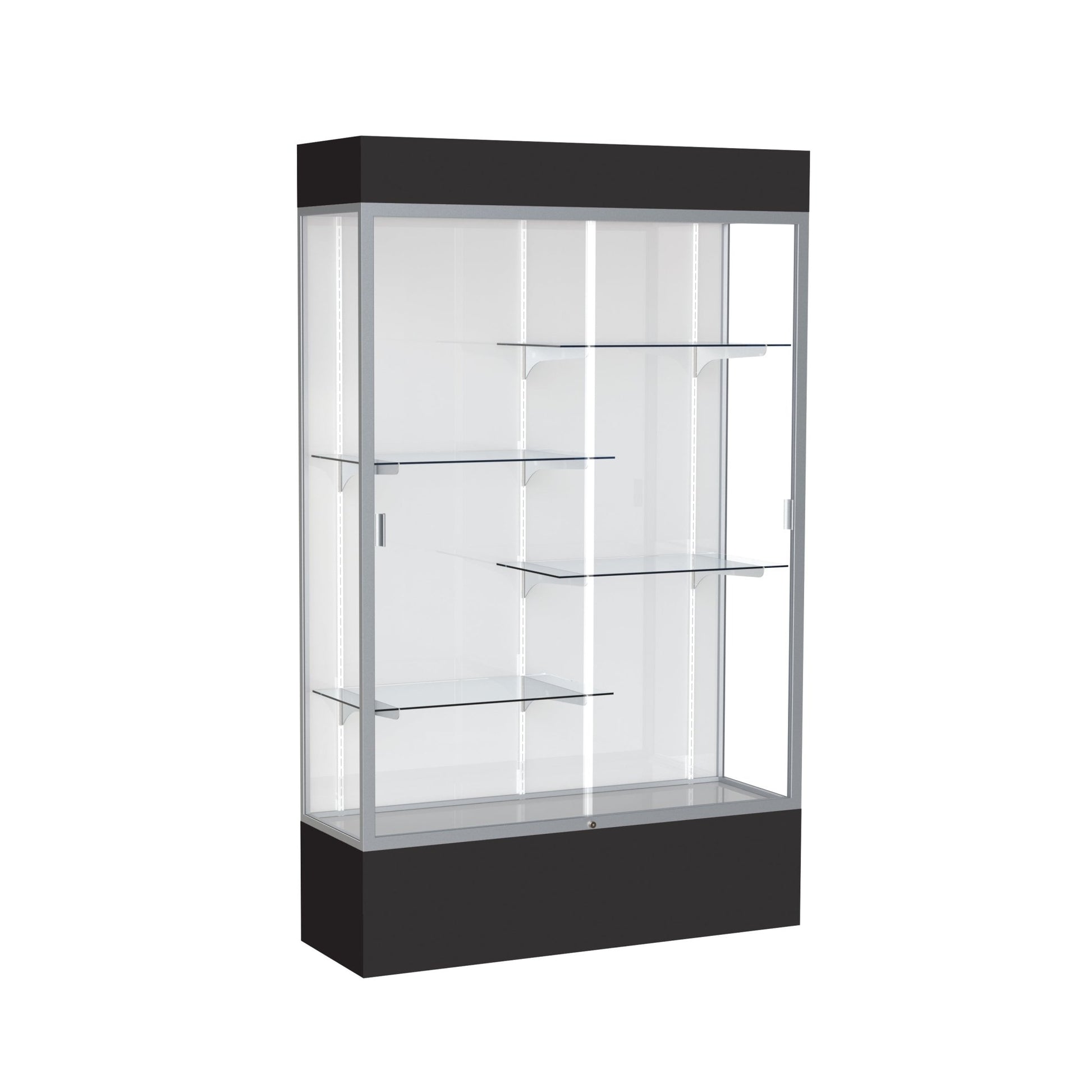 Ghent Spirit Floor Display Case Lighted, Aluminum Frame, 80"H x 48"W x 16"D - Waddell Display Collection (GHE - 3174XX - XX - XX) - SchoolOutlet