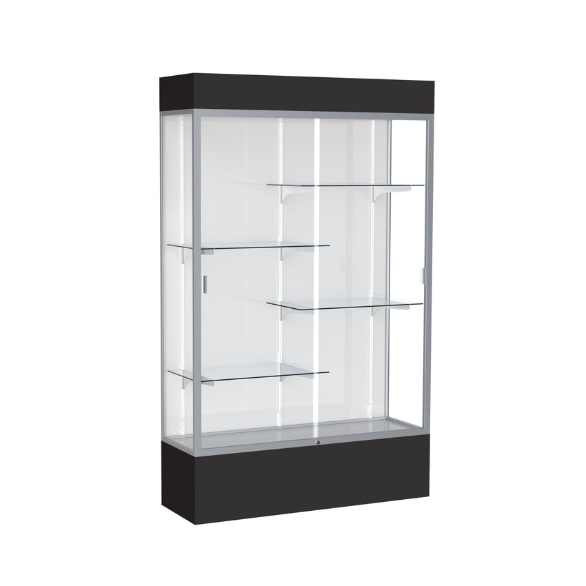 Ghent Spirit Floor Display Case Lighted, Aluminum Frame, 80"H x 48"W x 16"D - Waddell Display Collection (GHE - 3174XX - XX - XX) - SchoolOutlet