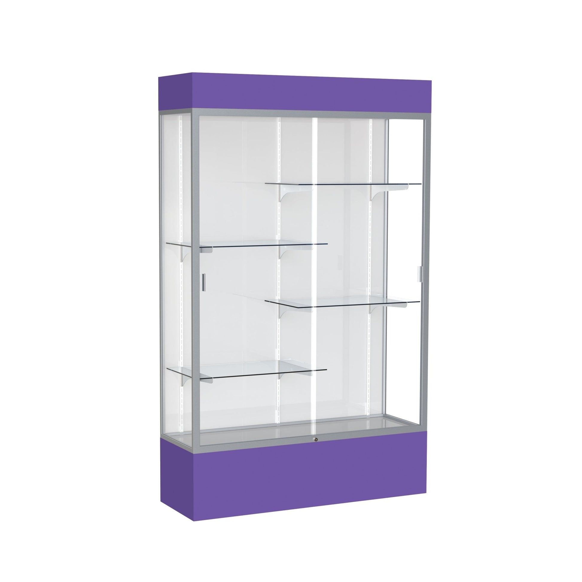 Ghent Spirit Floor Display Case Lighted, Aluminum Frame, 80"H x 48"W x 16"D - Waddell Display Collection (GHE - 3174XX - XX - XX) - SchoolOutlet