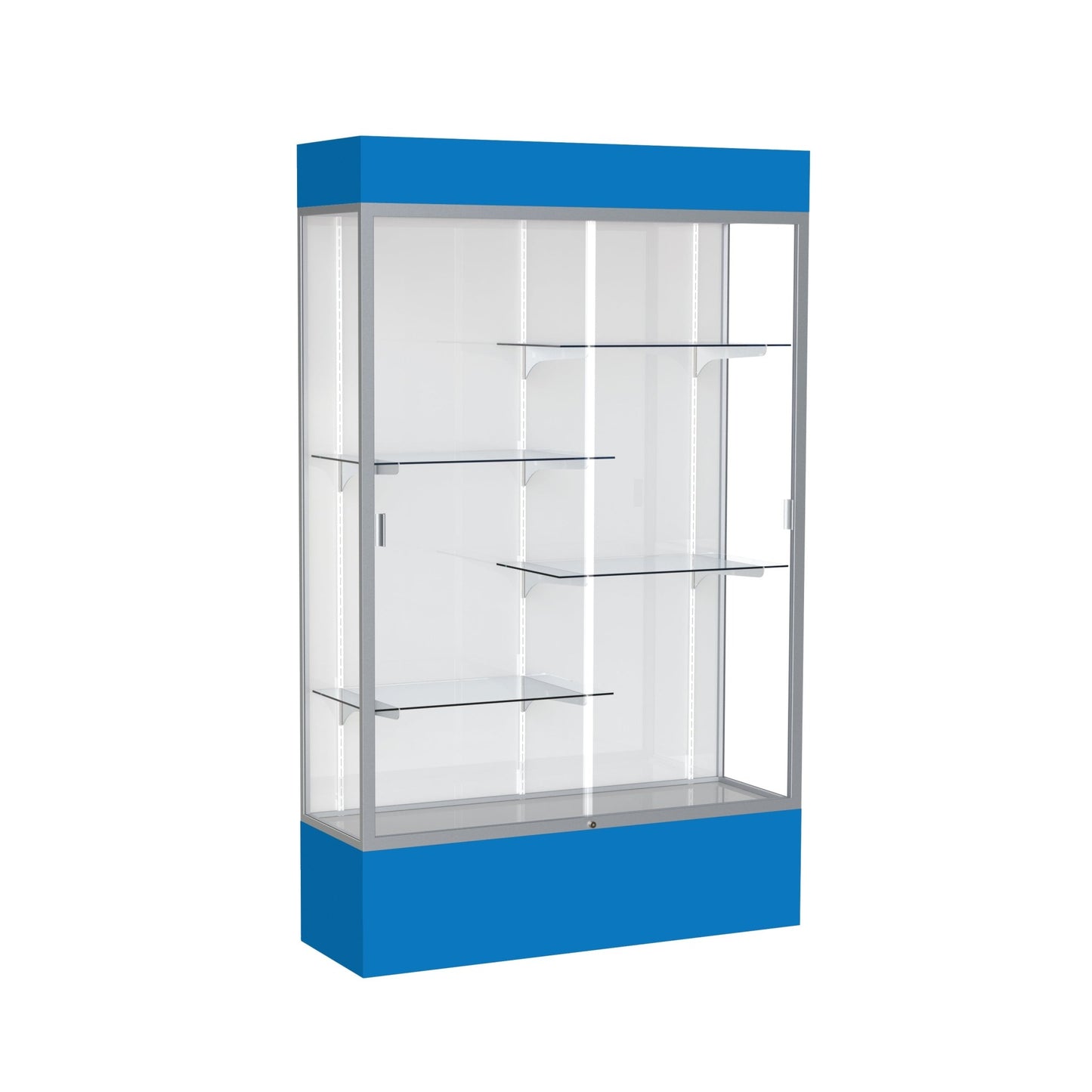Ghent Spirit Floor Display Case Lighted, Aluminum Frame, 80"H x 48"W x 16"D - Waddell Display Collection (GHE - 3174XX - XX - XX) - SchoolOutlet
