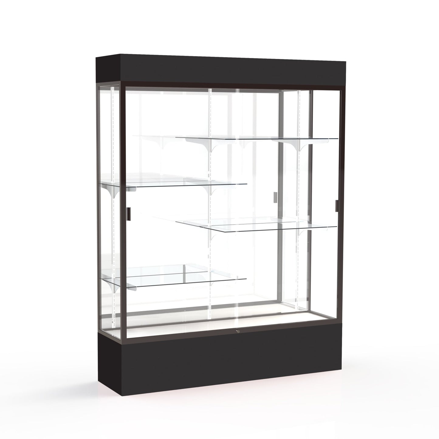 Ghent Spirit Floor Display Case Lighted, Aluminum Frame, 80"H x 60"W x 16"D - Waddell Display Collection (GHE - 3175XX - XX - XX) - SchoolOutlet