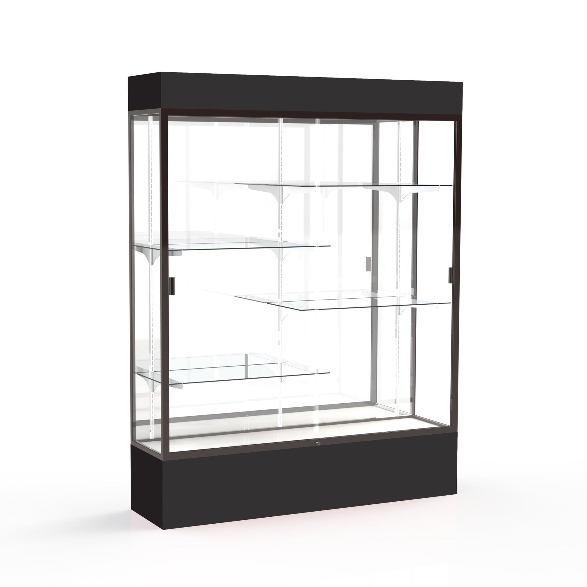 Ghent Spirit Floor Display Case Lighted, Aluminum Frame, 80"H x 60"W x 16"D - Waddell Display Collection (GHE - 3175XX - XX - XX) - SchoolOutlet