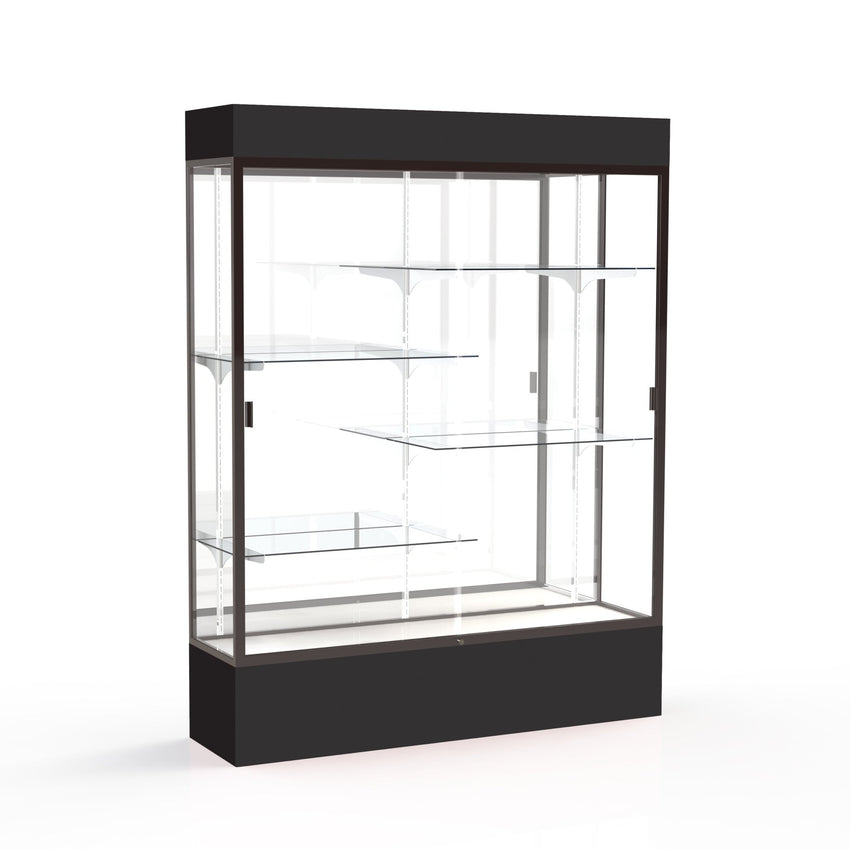 Ghent Spirit Floor Display Case Lighted, Aluminum Frame, 80"H x 60"W x 16"D - Waddell Display Collection (GHE - 3175XX - XX - XX) - SchoolOutlet