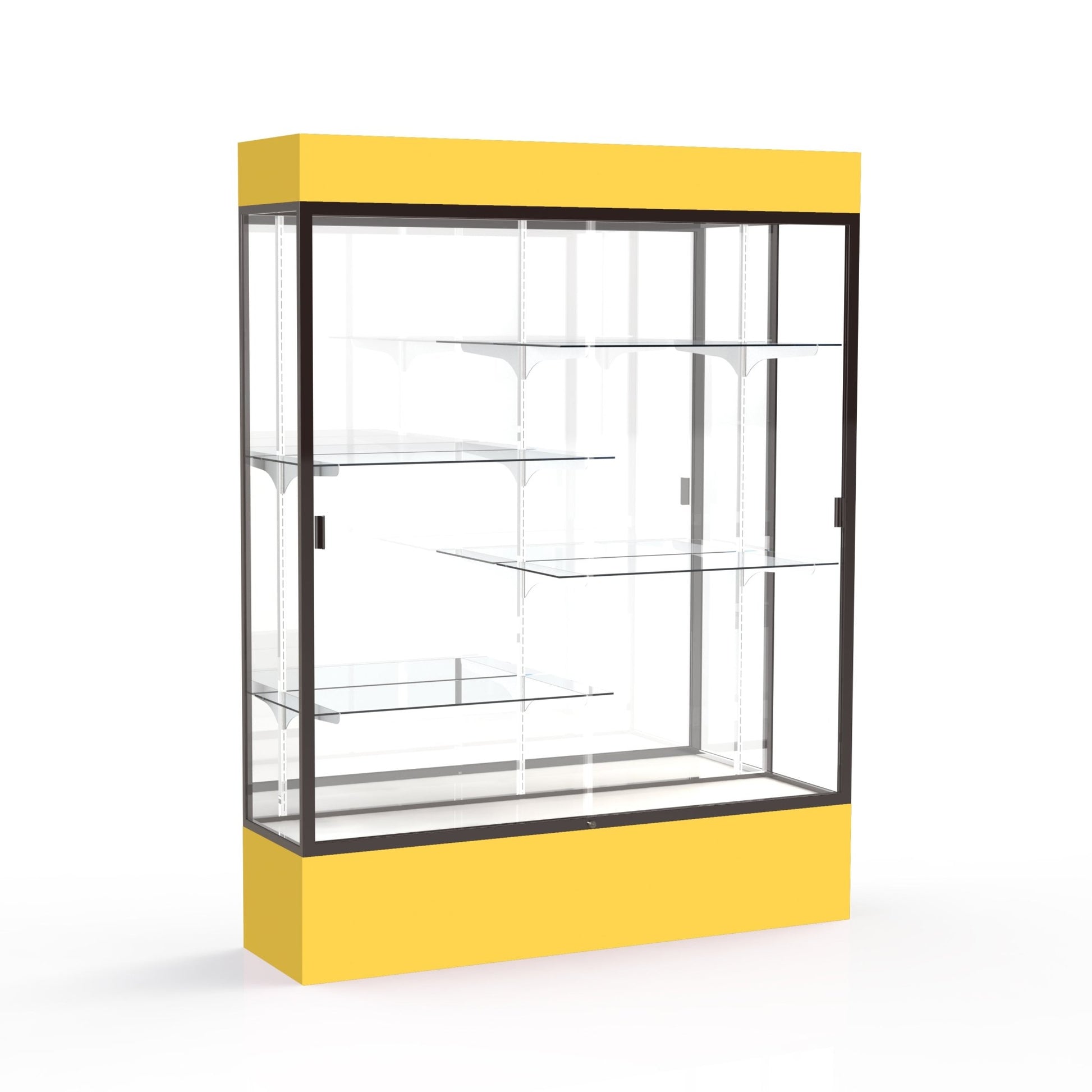 Ghent Spirit Floor Display Case Lighted, Aluminum Frame, 80"H x 60"W x 16"D - Waddell Display Collection (GHE - 3175XX - XX - XX) - SchoolOutlet