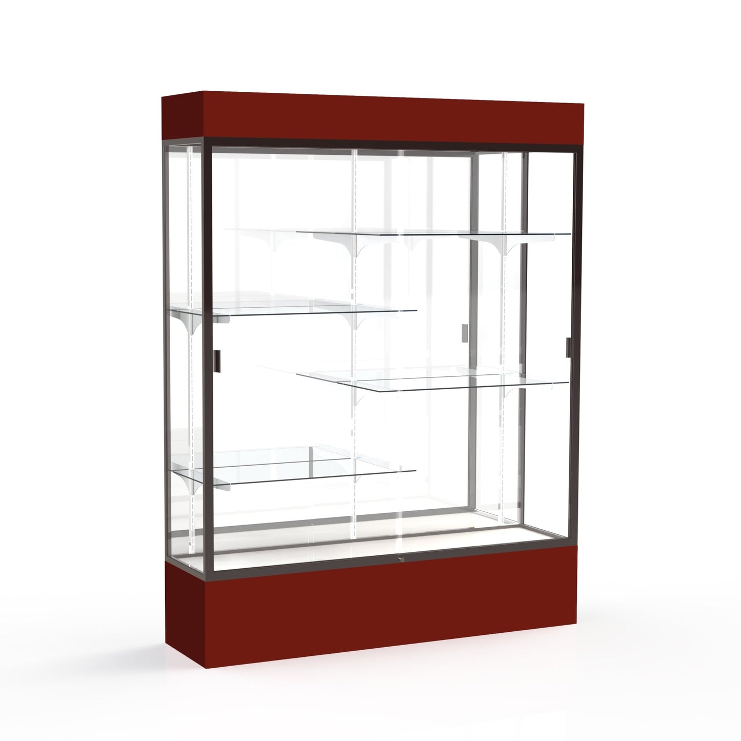 Ghent Spirit Floor Display Case Lighted, Aluminum Frame, 80"H x 60"W x 16"D - Waddell Display Collection (GHE - 3175XX - XX - XX) - SchoolOutlet