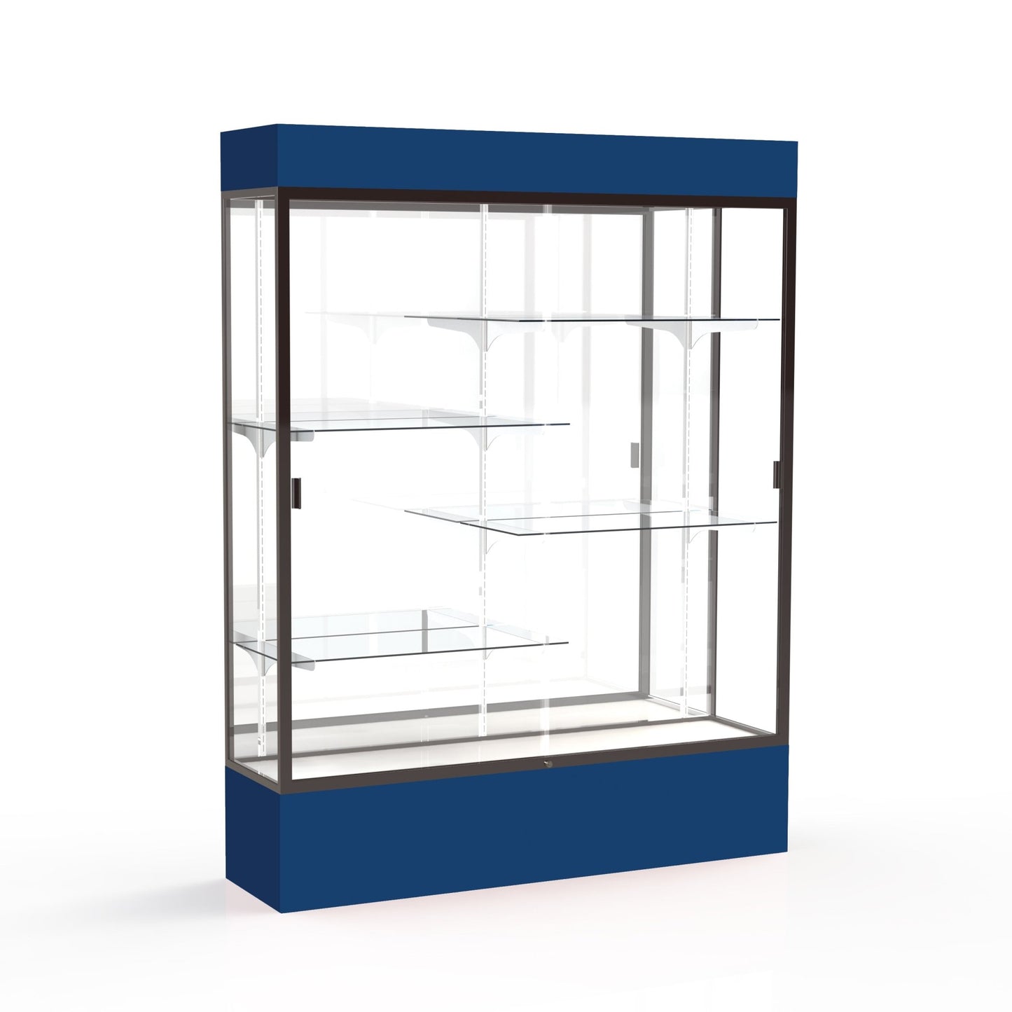 Ghent Spirit Floor Display Case Lighted, Aluminum Frame, 80"H x 60"W x 16"D - Waddell Display Collection (GHE - 3175XX - XX - XX) - SchoolOutlet