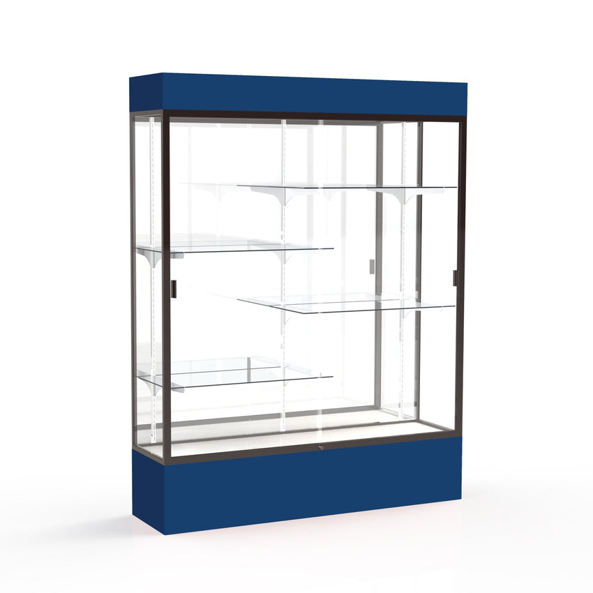 Ghent Spirit Floor Display Case Lighted, Aluminum Frame, 80"H x 60"W x 16"D - Waddell Display Collection (GHE - 3175XX - XX - XX) - SchoolOutlet