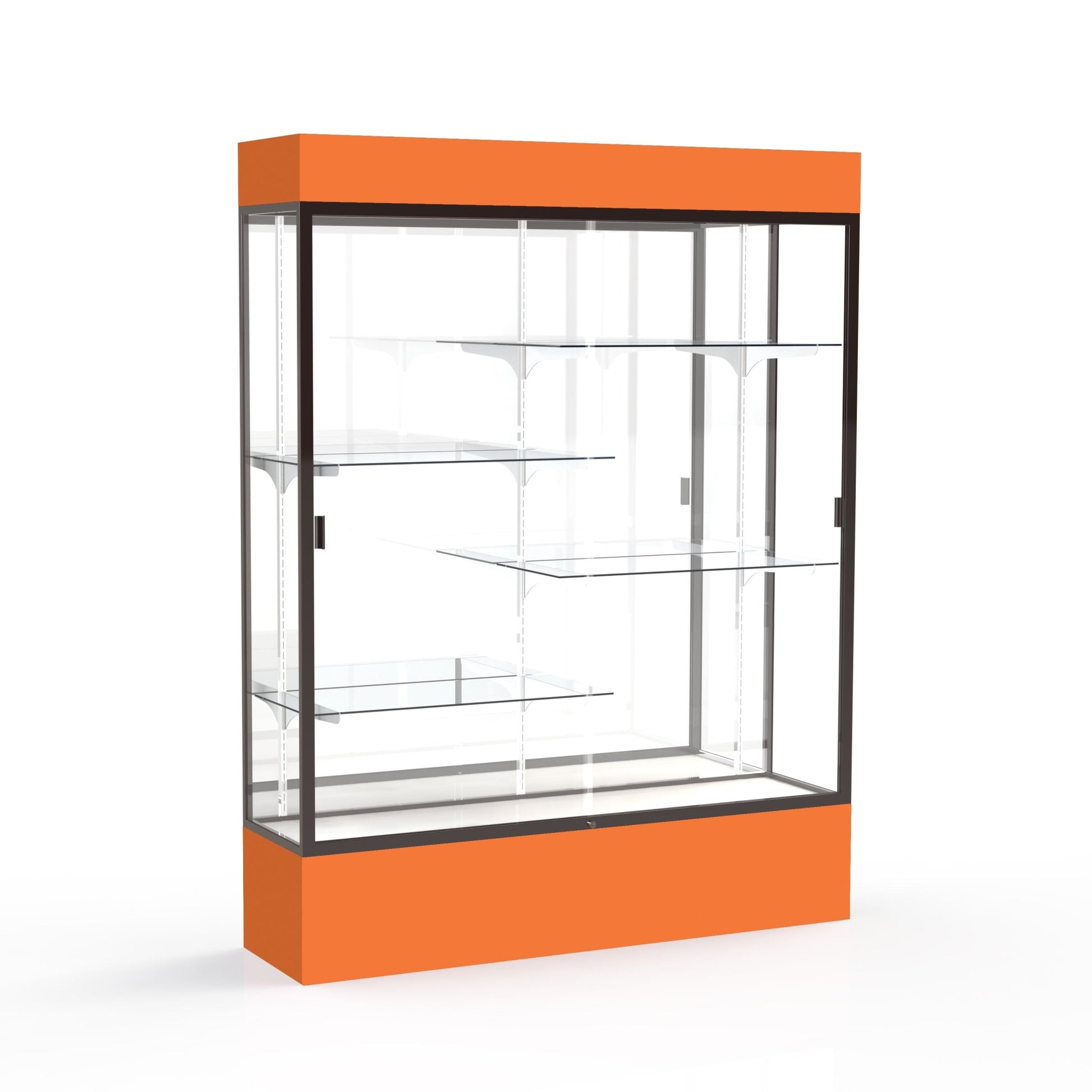 Ghent Spirit Floor Display Case Lighted, Aluminum Frame, 80"H x 60"W x 16"D - Waddell Display Collection (GHE - 3175XX - XX - XX) - SchoolOutlet