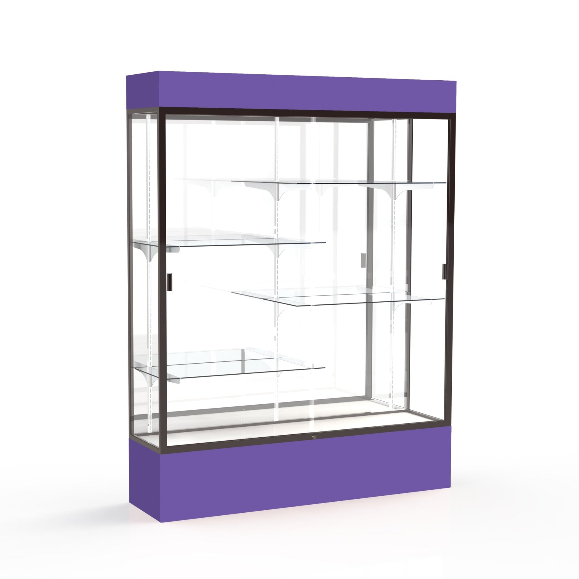 Ghent Spirit Floor Display Case Lighted, Aluminum Frame, 80"H x 60"W x 16"D - Waddell Display Collection (GHE - 3175XX - XX - XX) - SchoolOutlet