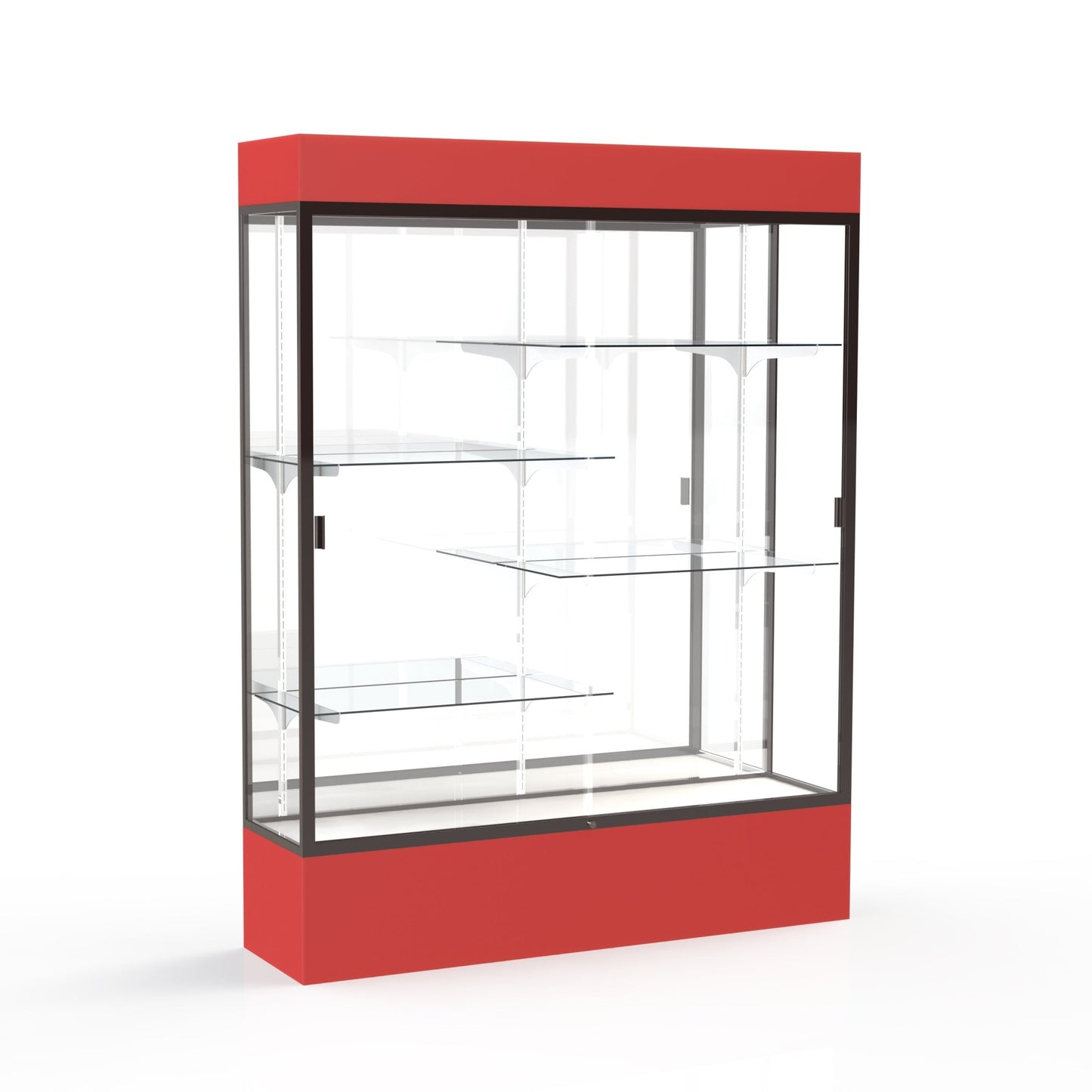 Ghent Spirit Floor Display Case Lighted, Aluminum Frame, 80"H x 60"W x 16"D - Waddell Display Collection (GHE - 3175XX - XX - XX) - SchoolOutlet