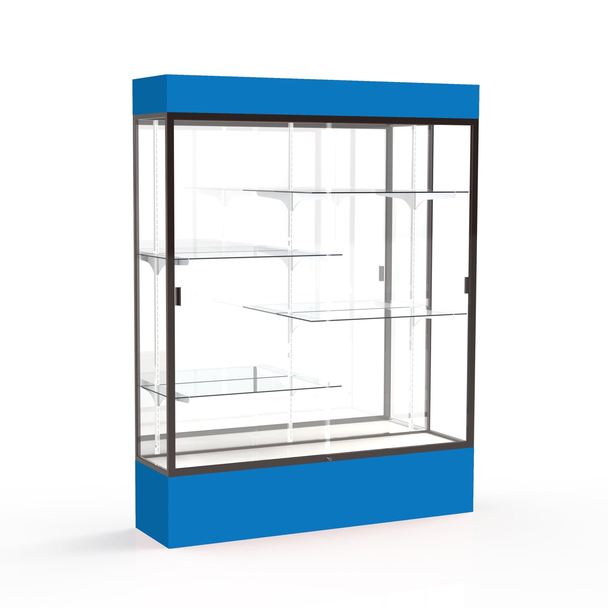 Ghent Spirit Floor Display Case Lighted, Aluminum Frame, 80"H x 60"W x 16"D - Waddell Display Collection (GHE - 3175XX - XX - XX) - SchoolOutlet