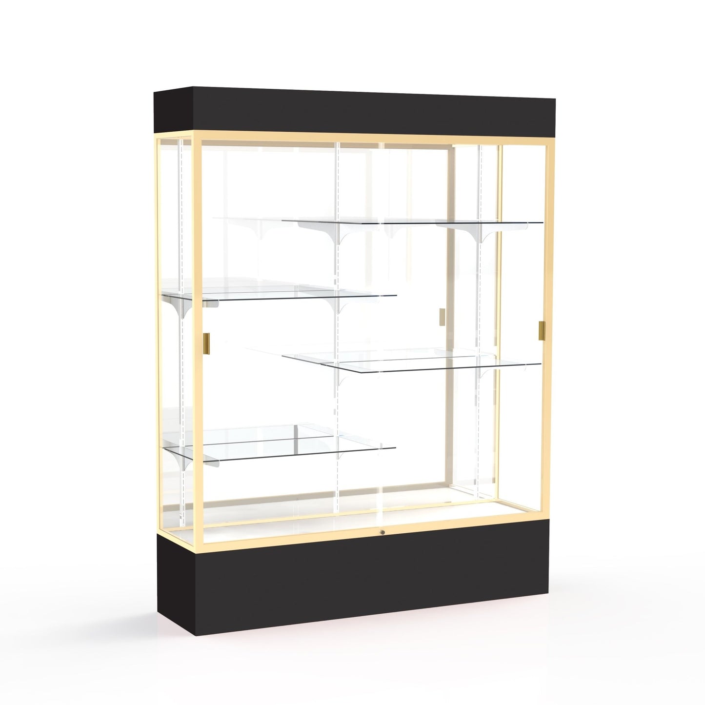 Ghent Spirit Floor Display Case Lighted, Aluminum Frame, 80"H x 60"W x 16"D - Waddell Display Collection (GHE - 3175XX - XX - XX) - SchoolOutlet