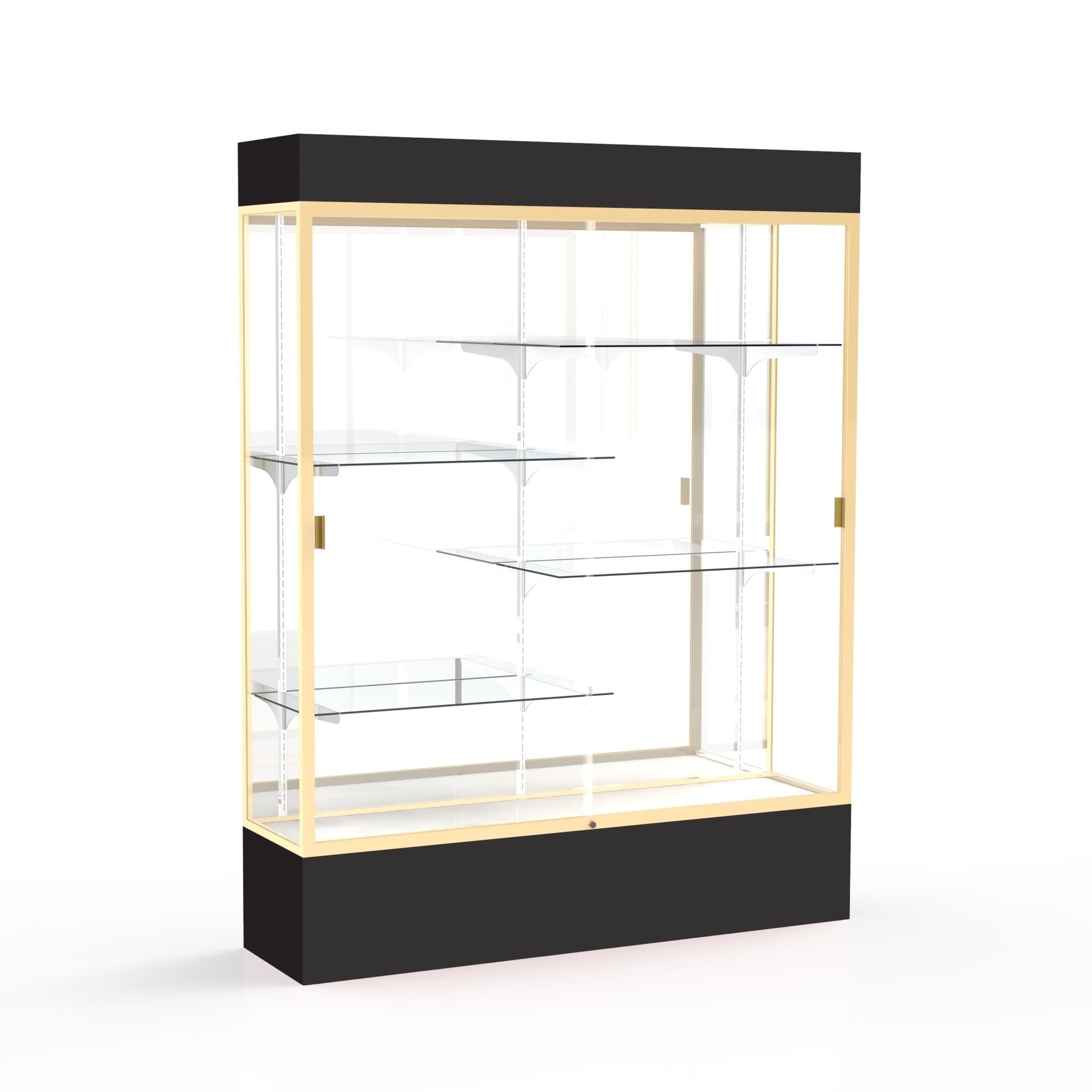 Ghent Spirit Floor Display Case Lighted, Aluminum Frame, 80"H x 60"W x 16"D - Waddell Display Collection (GHE - 3175XX - XX - XX) - SchoolOutlet