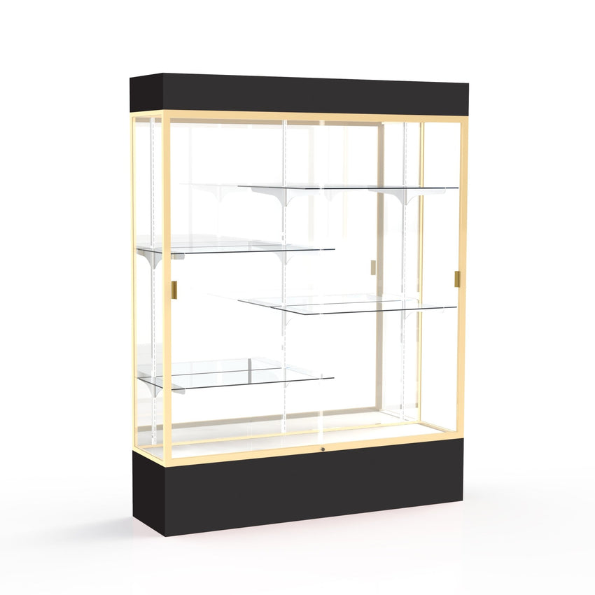 Ghent Spirit Floor Display Case Lighted, Aluminum Frame, 80"H x 60"W x 16"D - Waddell Display Collection (GHE - 3175XX - XX - XX) - SchoolOutlet