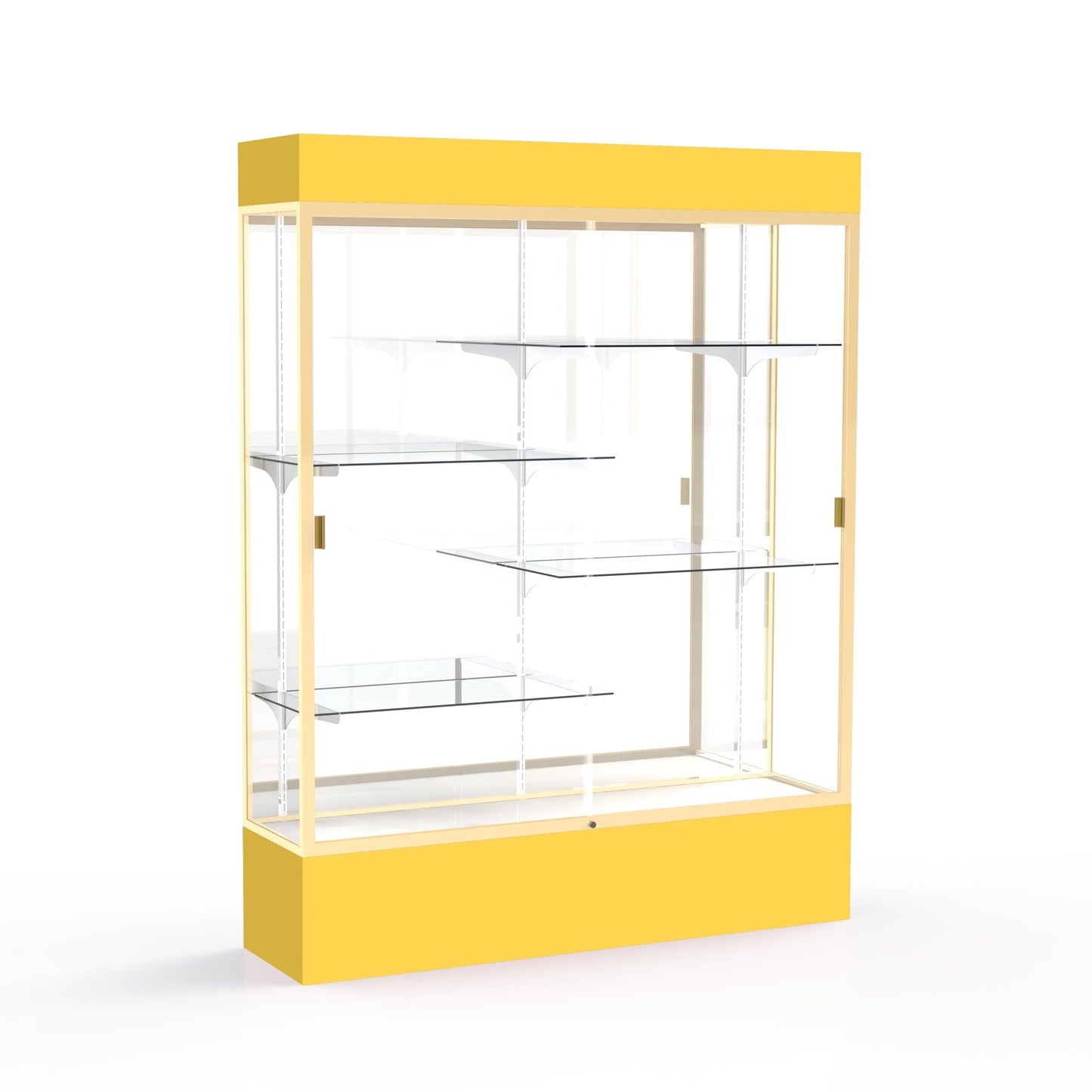Ghent Spirit Floor Display Case Lighted, Aluminum Frame, 80"H x 60"W x 16"D - Waddell Display Collection (GHE - 3175XX - XX - XX) - SchoolOutlet