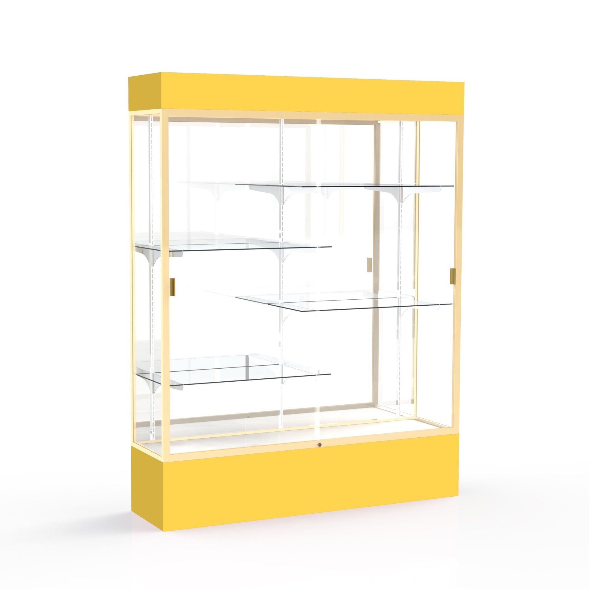 Ghent Spirit Floor Display Case Lighted, Aluminum Frame, 80"H x 60"W x 16"D - Waddell Display Collection (GHE - 3175XX - XX - XX) - SchoolOutlet