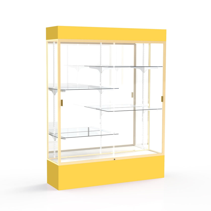 Ghent Spirit Floor Display Case Lighted, Aluminum Frame, 80"H x 60"W x 16"D - Waddell Display Collection (GHE - 3175XX - XX - XX) - SchoolOutlet
