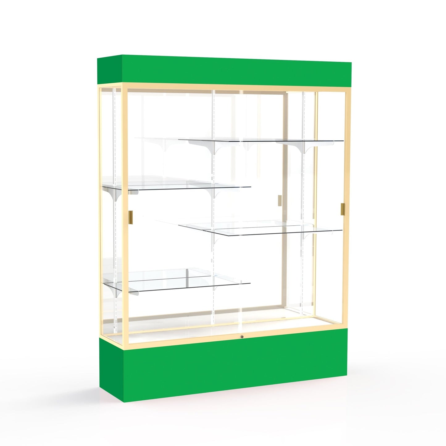 Ghent Spirit Floor Display Case Lighted, Aluminum Frame, 80"H x 60"W x 16"D - Waddell Display Collection (GHE - 3175XX - XX - XX) - SchoolOutlet