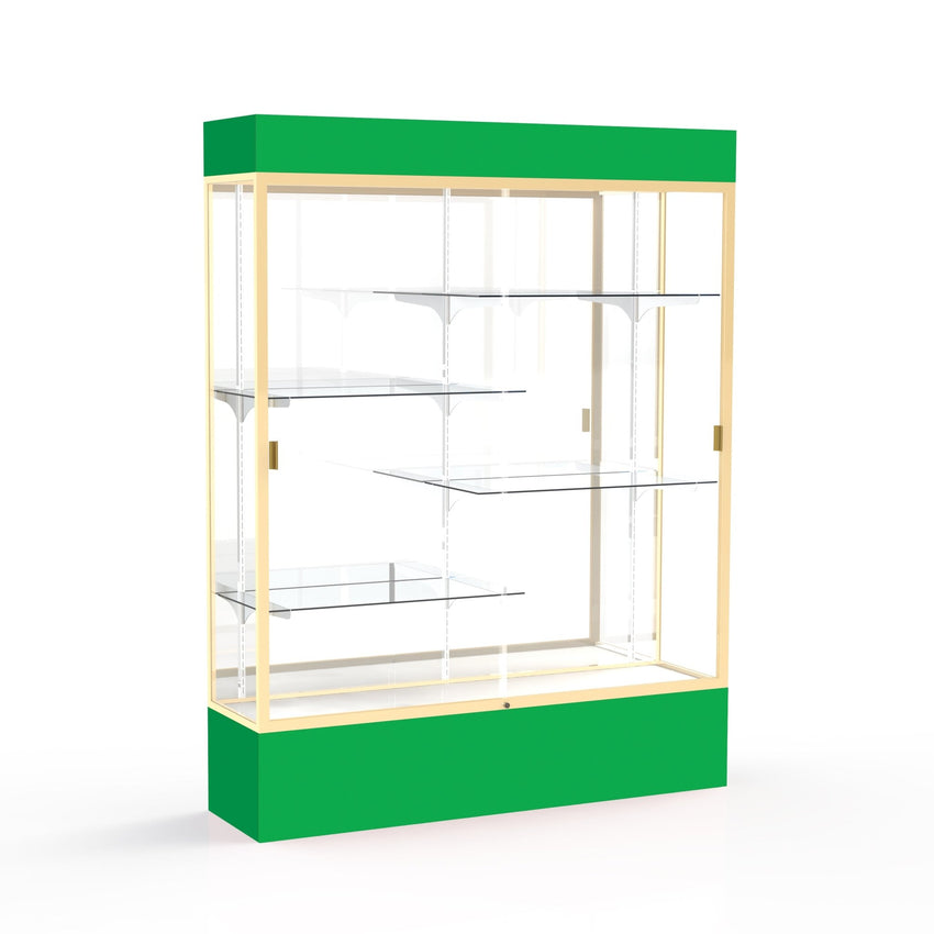 Ghent Spirit Floor Display Case Lighted, Aluminum Frame, 80"H x 60"W x 16"D - Waddell Display Collection (GHE - 3175XX - XX - XX) - SchoolOutlet