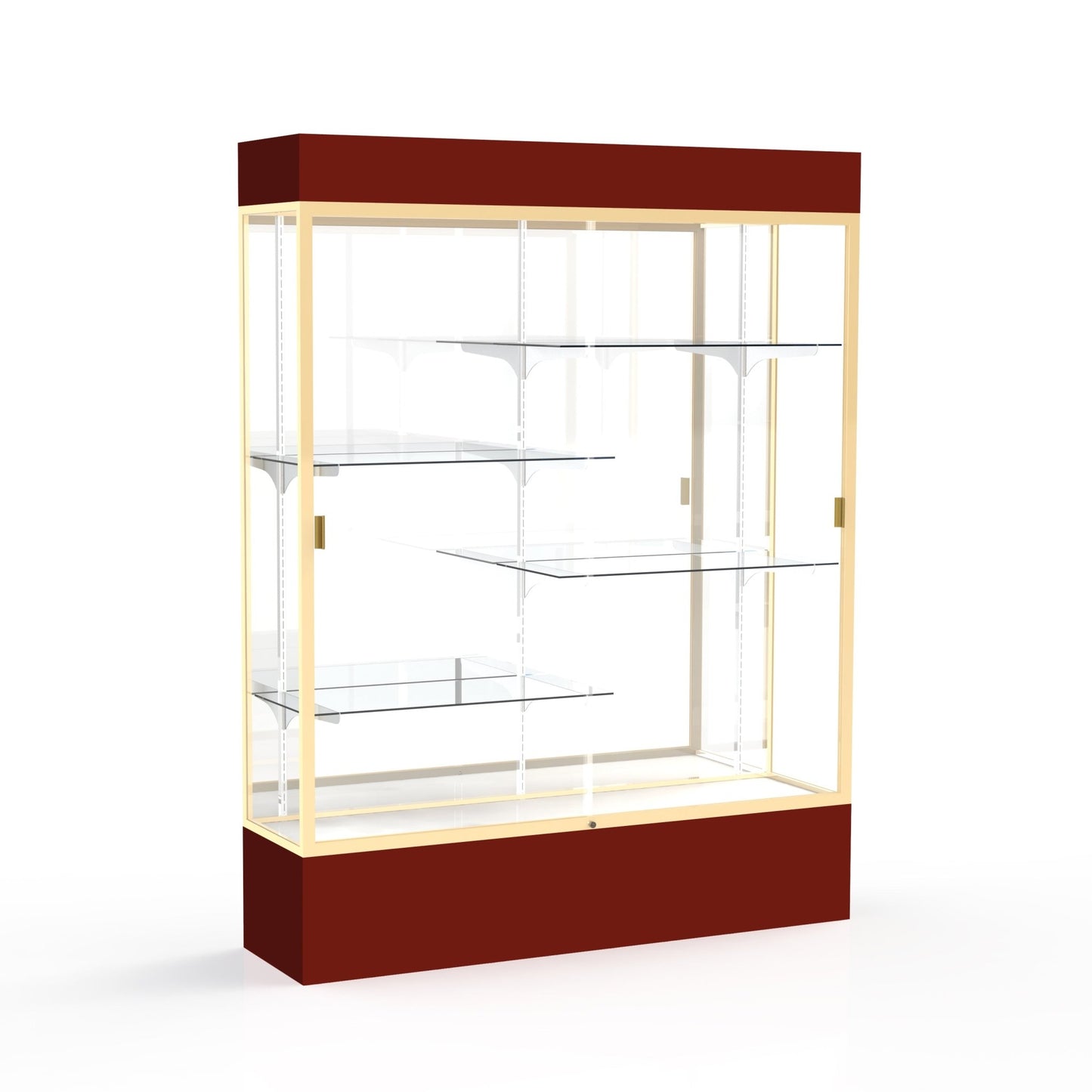 Ghent Spirit Floor Display Case Lighted, Aluminum Frame, 80"H x 60"W x 16"D - Waddell Display Collection (GHE - 3175XX - XX - XX) - SchoolOutlet